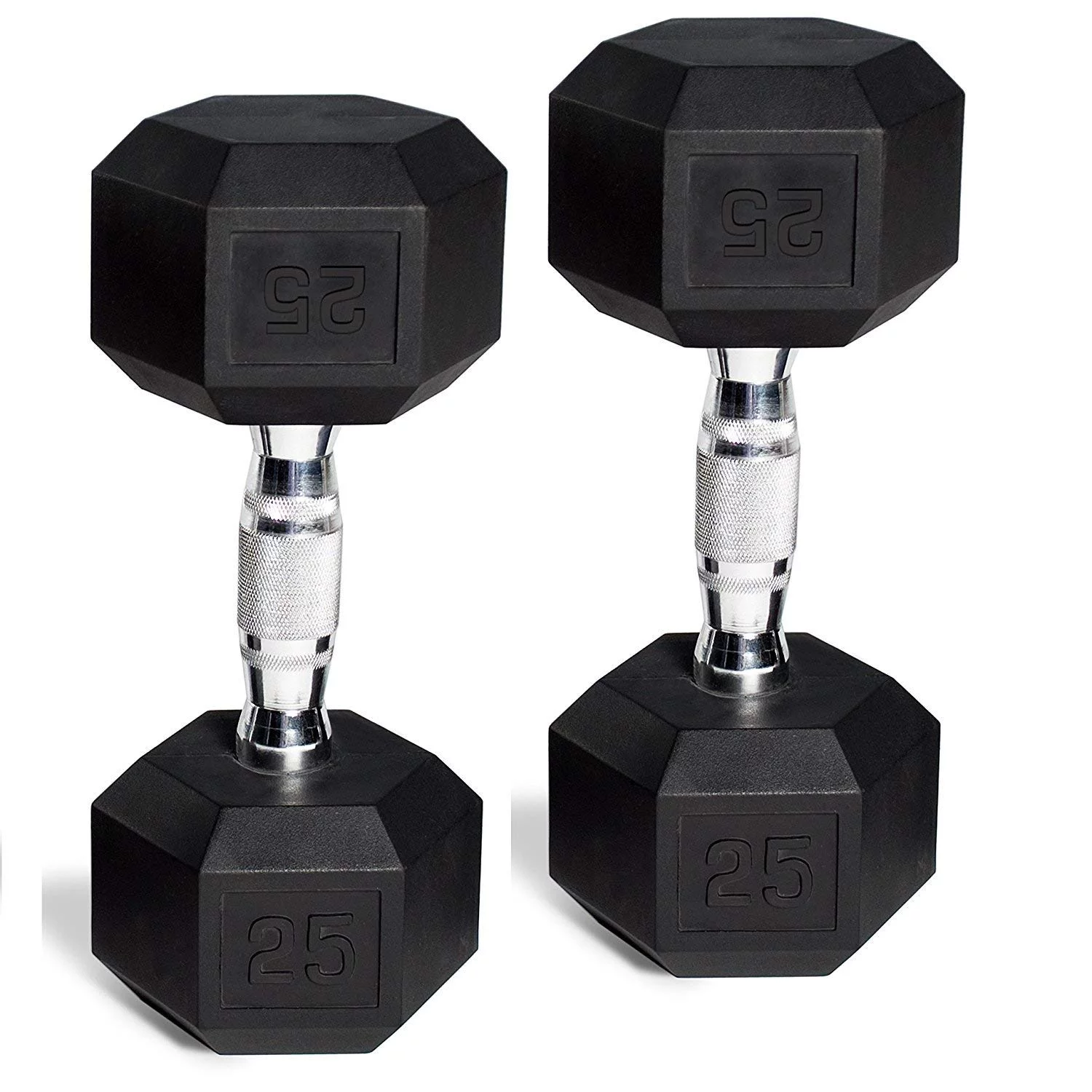 CAP Barbell Set of 2 Hex Rubber Dumbbell with Metal Handles, 65 Lbs, Pair of Dumbbells - Womvr