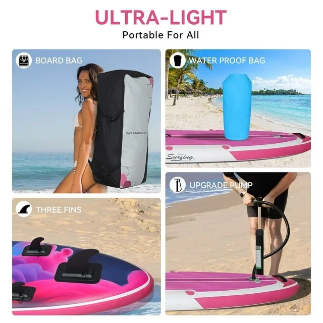 FULLWATT 11Ft Inflatable Stand up Paddleboard SUP with Kayak Seat Repair Kit Pump 6.5''T Blue - Womvr