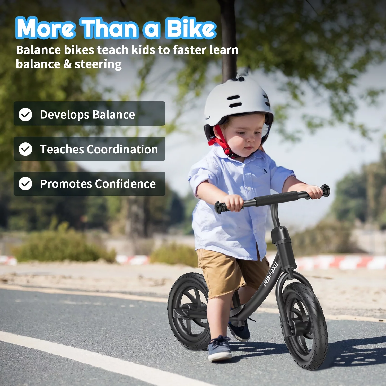 FEBFOXS Toddler Balance Bike, No Pedal Beginner Kids Balance Bike with Adjustable Seat Height, Push Balance Bike for 3-6 Years Old Boys Girls - Womvr