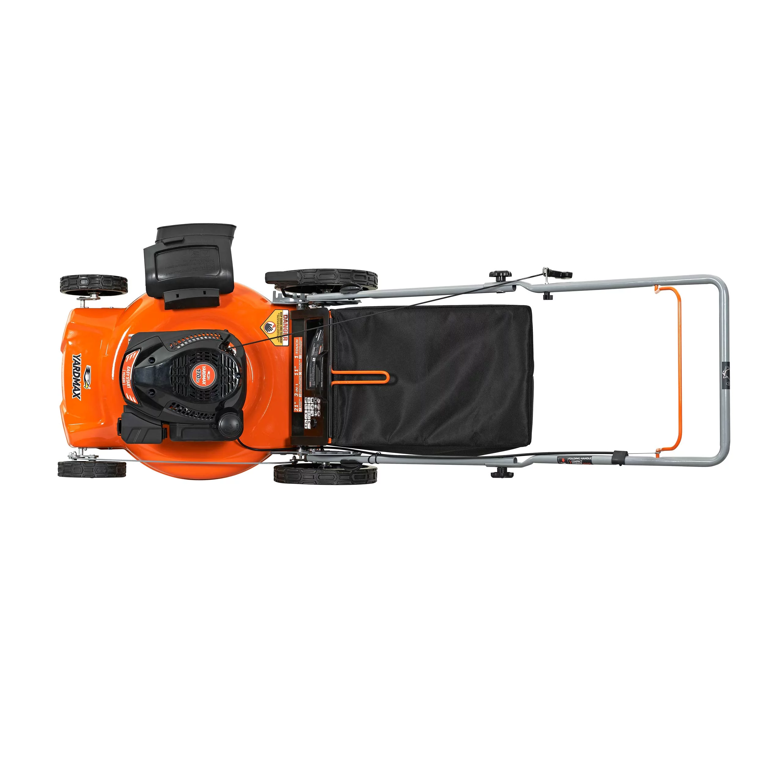 YARDMAX 21 in. 170cc 3-in-1 Gas Walk Behind Push Lawn Mower with High Rear Wheels - Womvr