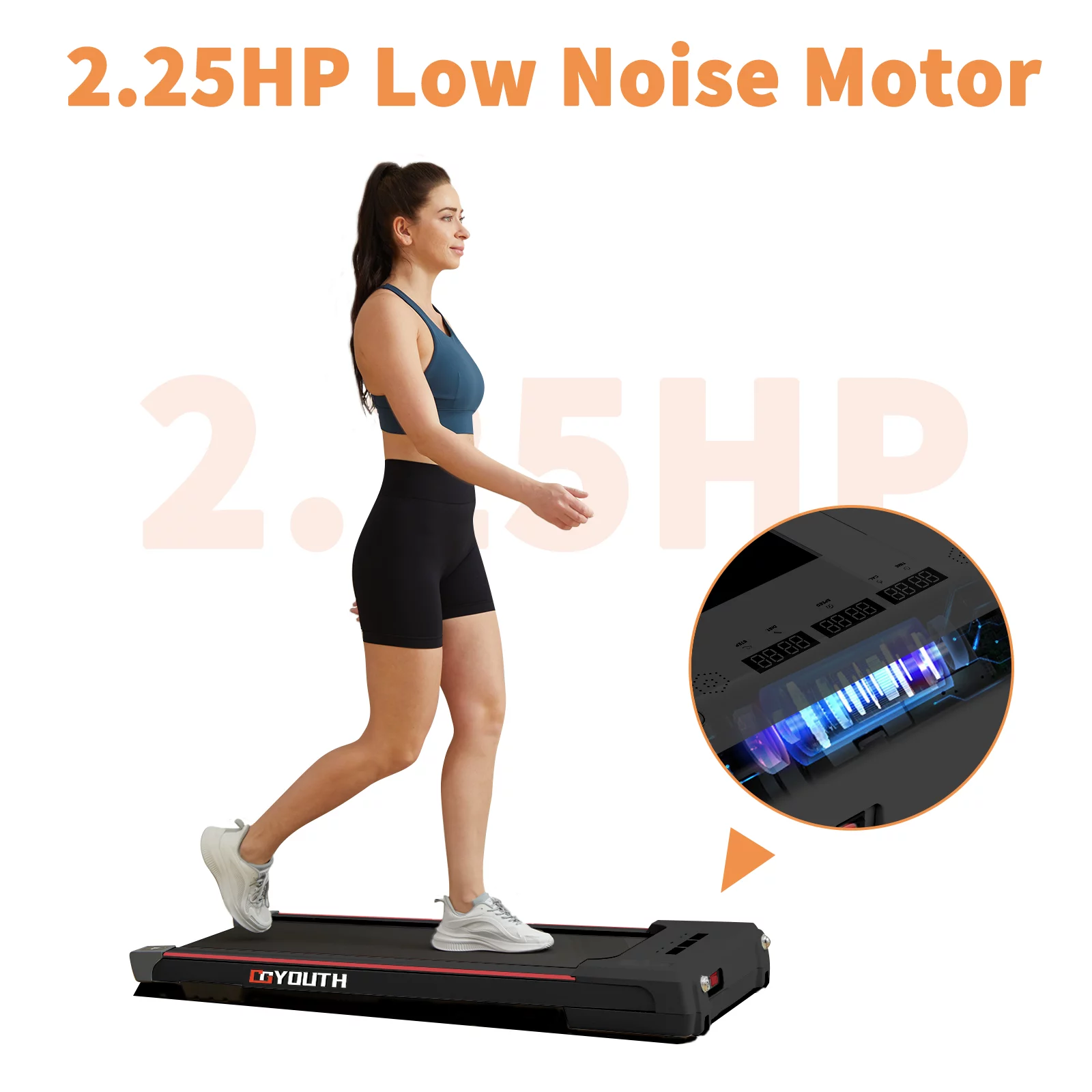 GOYOUTH Under Desk Treadmill with Remote Control, Bluetooth Speaker & LED Display Perfect for Home Gym or Office - Womvr