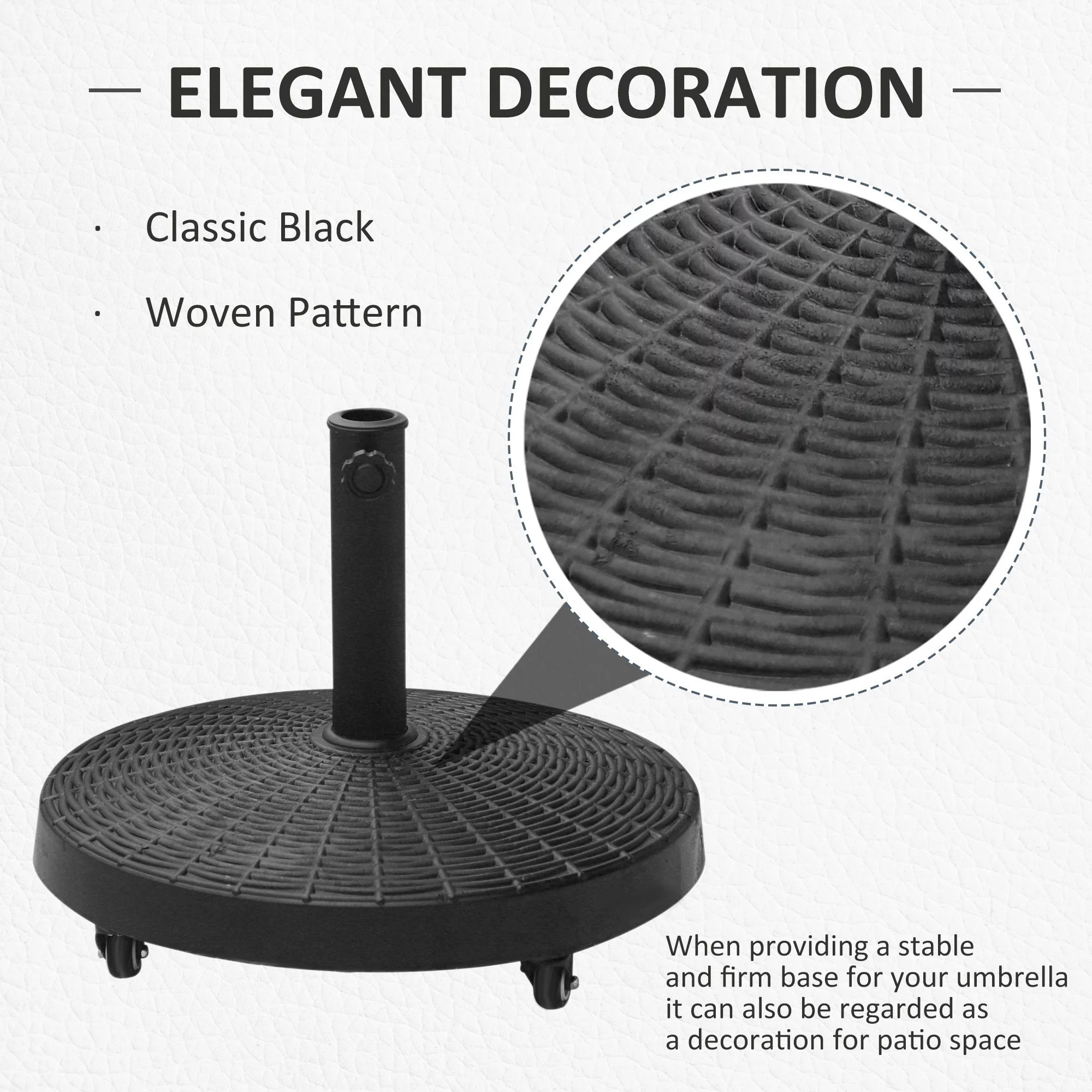 Outsunny 50 lbs. Umbrella Base, Heavy Duty Umbrella Stand, Black - Womvr