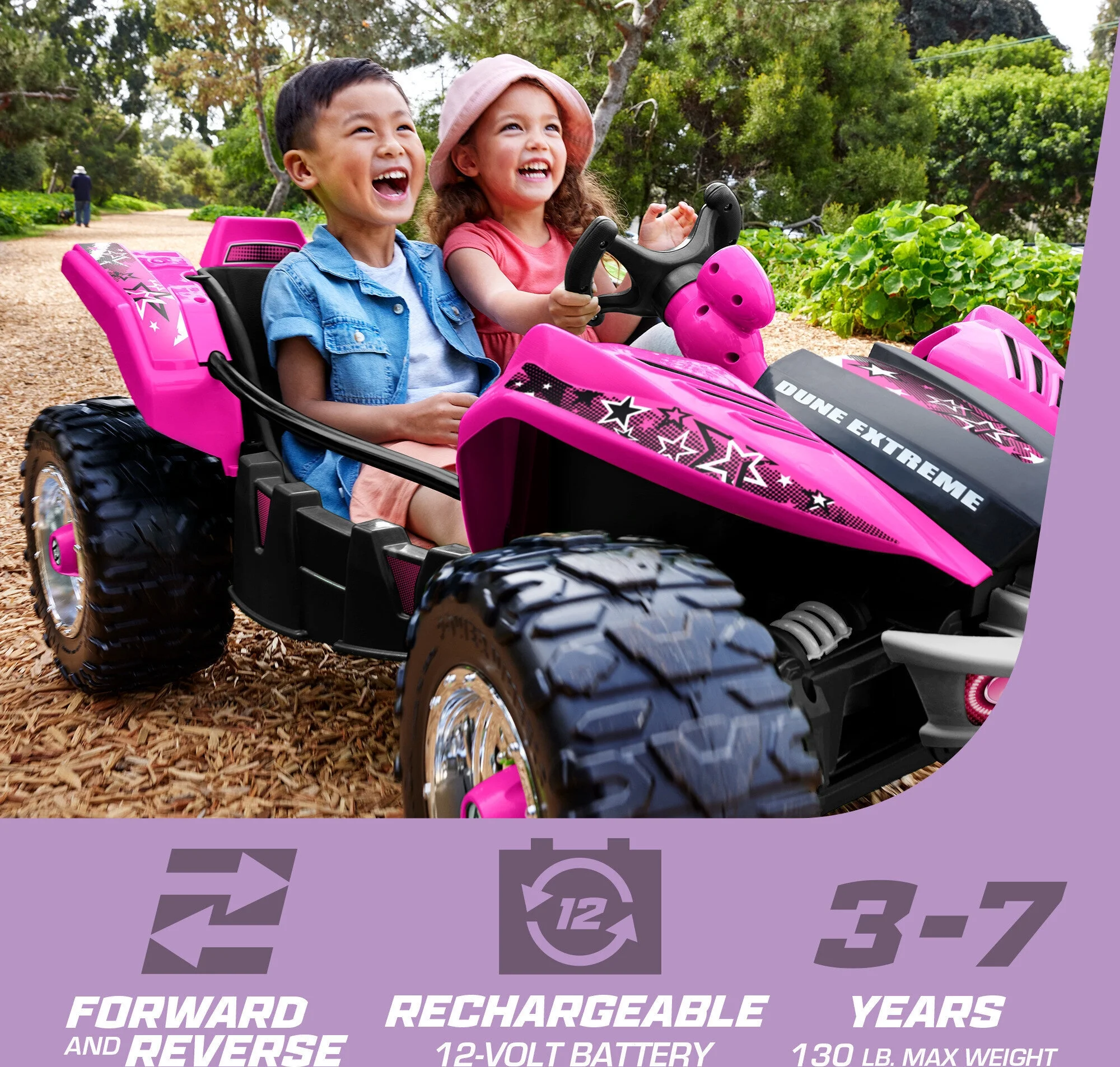12V Power Wheels Dune Racer Extreme Battery-Powered Ride-On Vehicle with Charger, Pink - Womvr