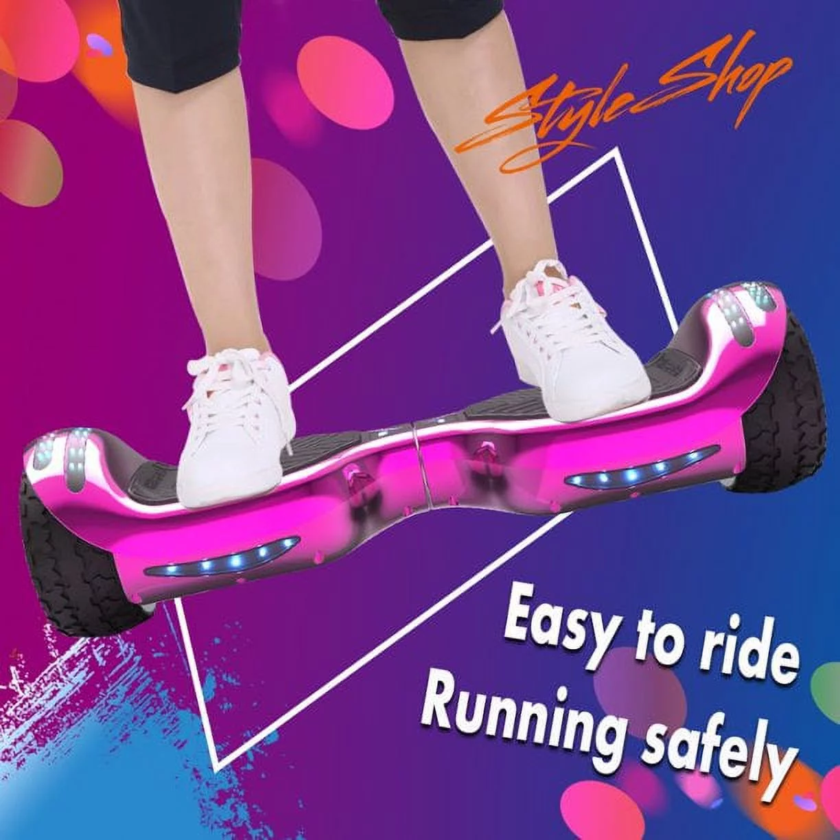 Hoverstar ul2272 Hoverboard All-Terrain LED Flash Wide All Terrian Wheel, Blue - Womvr