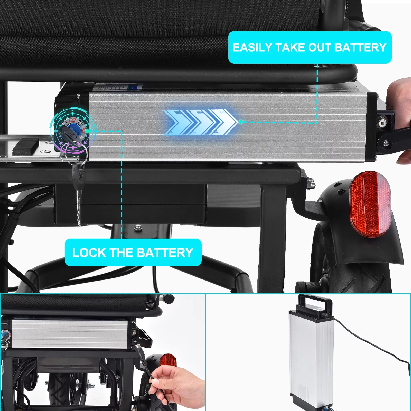 Folding Mobility Electric Scooter 48v 700w Dual Motor Lithium Battery 42*22*33(Inch) - Womvr