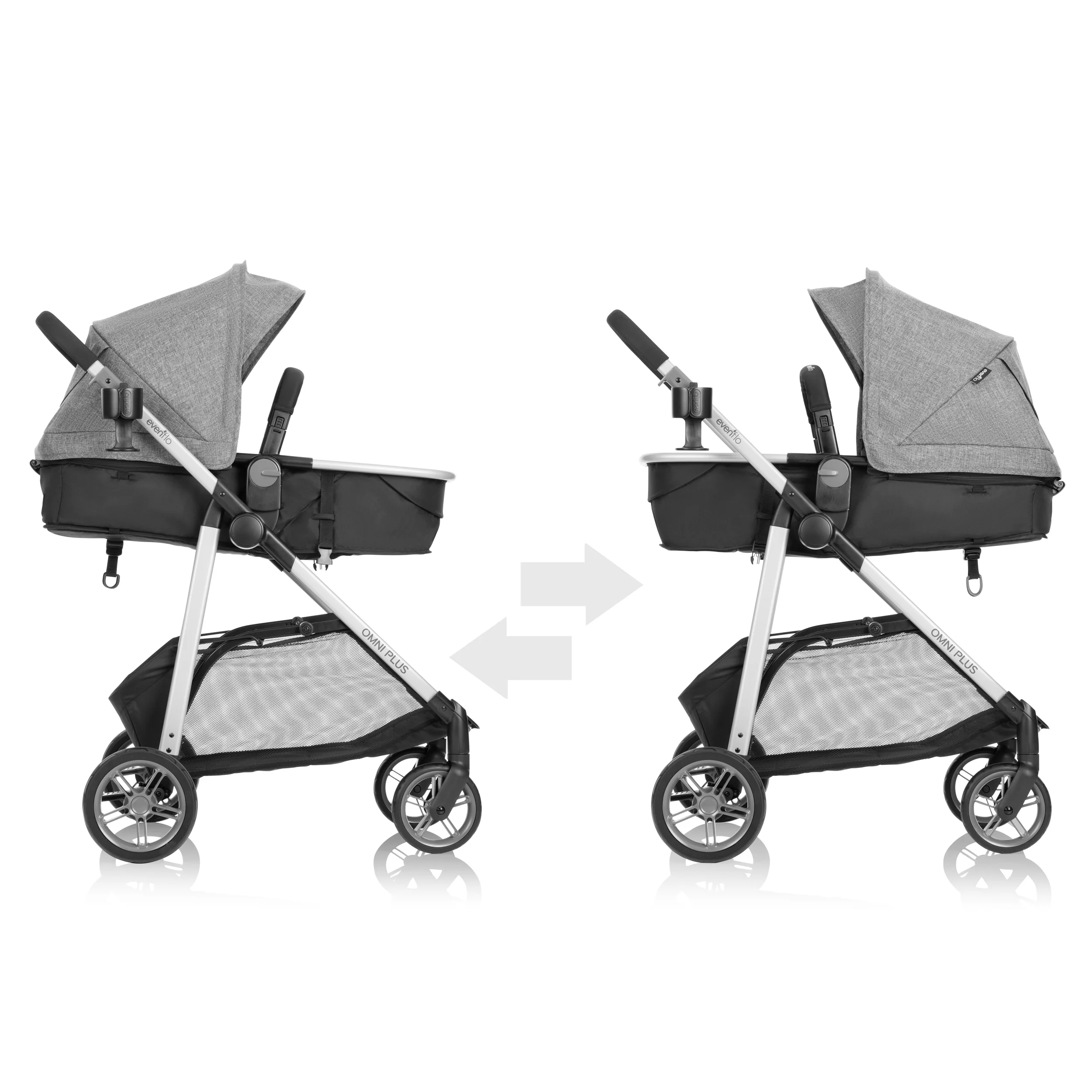 Evenflo Omni Plus Modular Travel System with LiteMax Sport Infant Car Seat, Mylar Gray, Unisex - Womvr