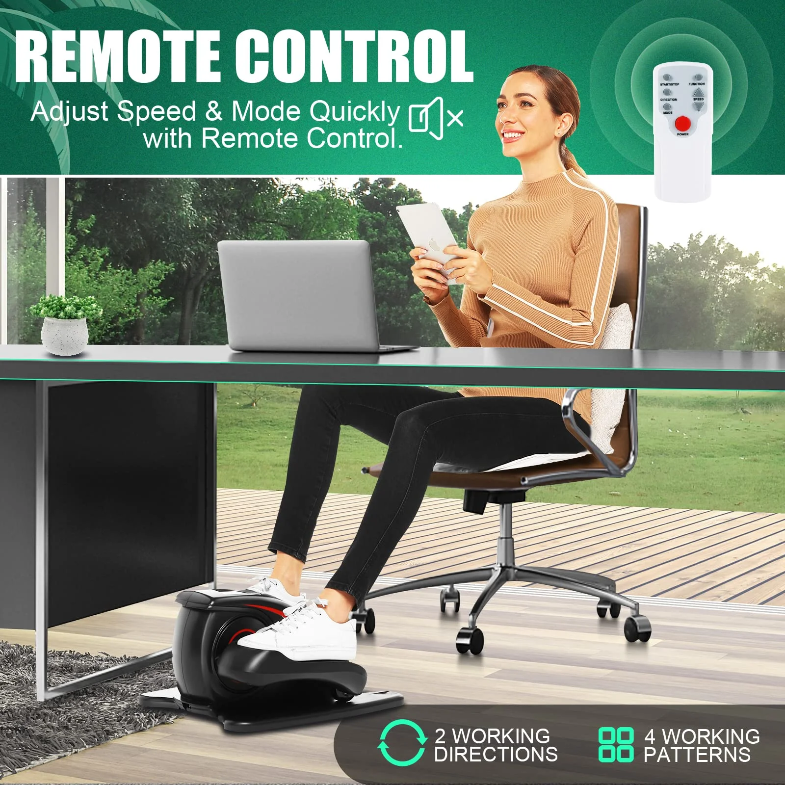 ANCHEER Under Desk Elliptical Machine Electric Seated Pedal Exerciser, Quiet & Compact Mini Elliptical Trainer with LCD Display Monitor and Remote Control, Home Office Leg Exerciser for Seniors,Adult - Womvr