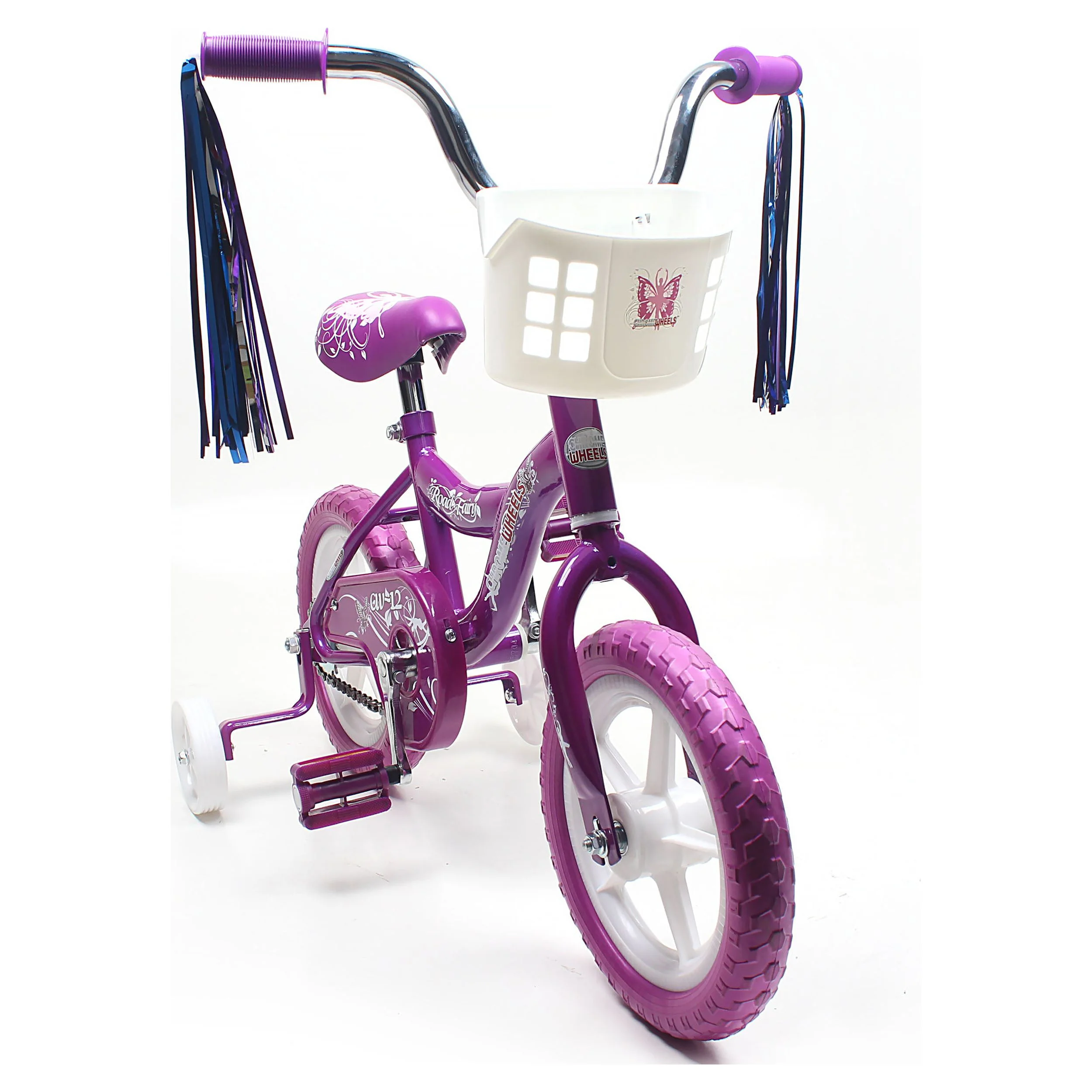 WonderPlay BMX 12 In. Kid's Bike for 2-4 Years Old, Bicycle for Girls with Front Basket, EVA Tires with Training Wheels and Coaster Brake, Purple - Womvr