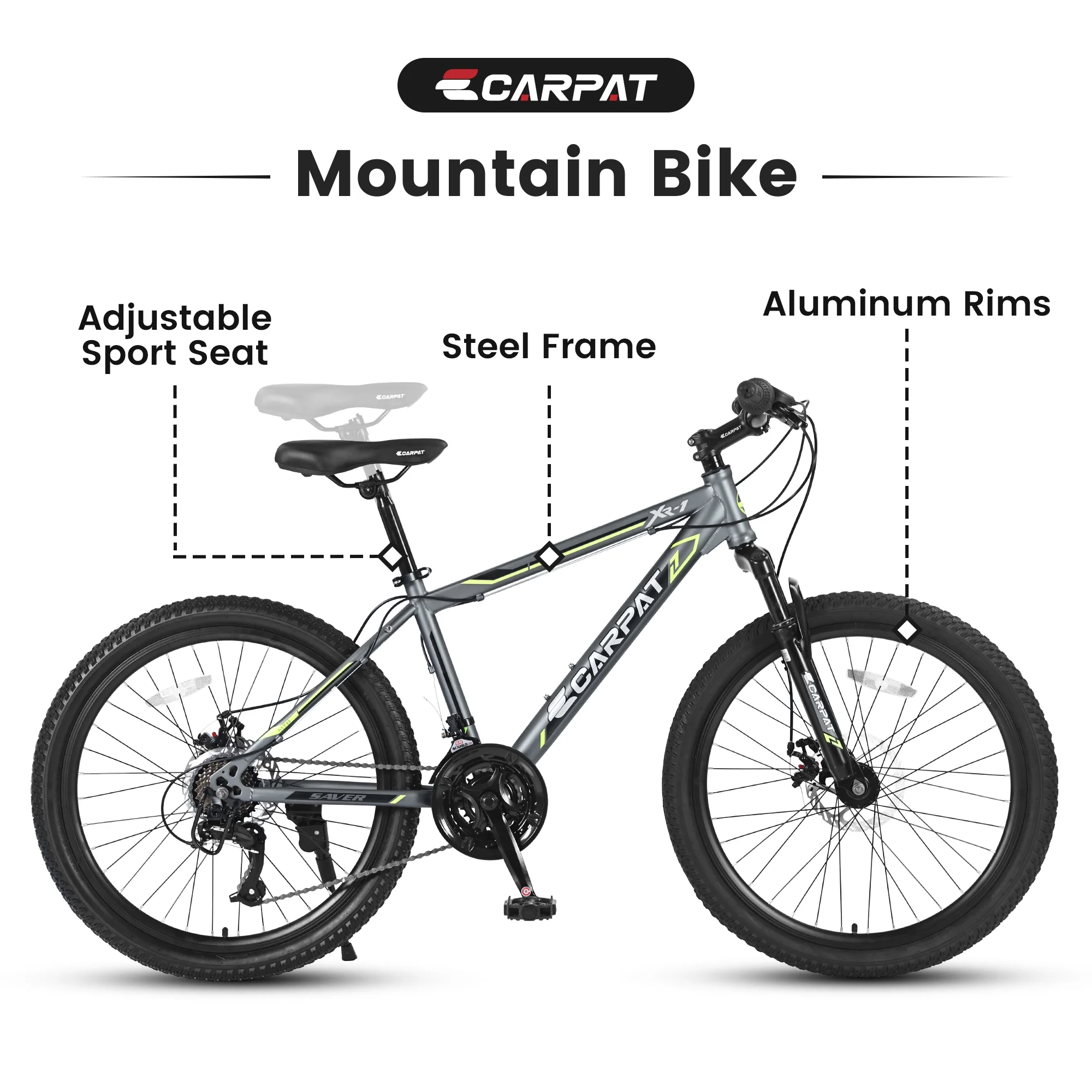 24 inch Kids Bike for Boys Girls, Kids Mountain Bike with Disc Brakes 21 Speed - Womvr