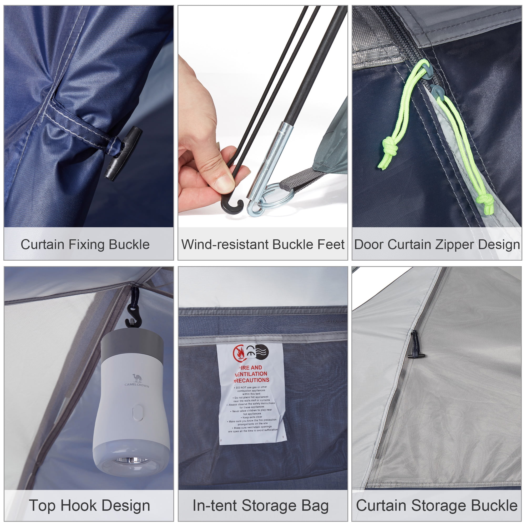 Camel Crown Camping Tent Waterproof 5-6 Person Tent for Camping Outdoor Backpacking Tents Lightweight Dome Tent Windproof Emergency Tent Easy Up Tents with Carry Bag - Womvr