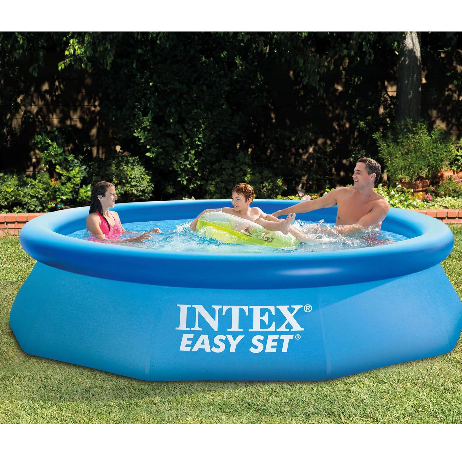 Intex 10ft x 30in Easy Set Inflatable Round Plastic Family Swimming Pool & Pump - Womvr