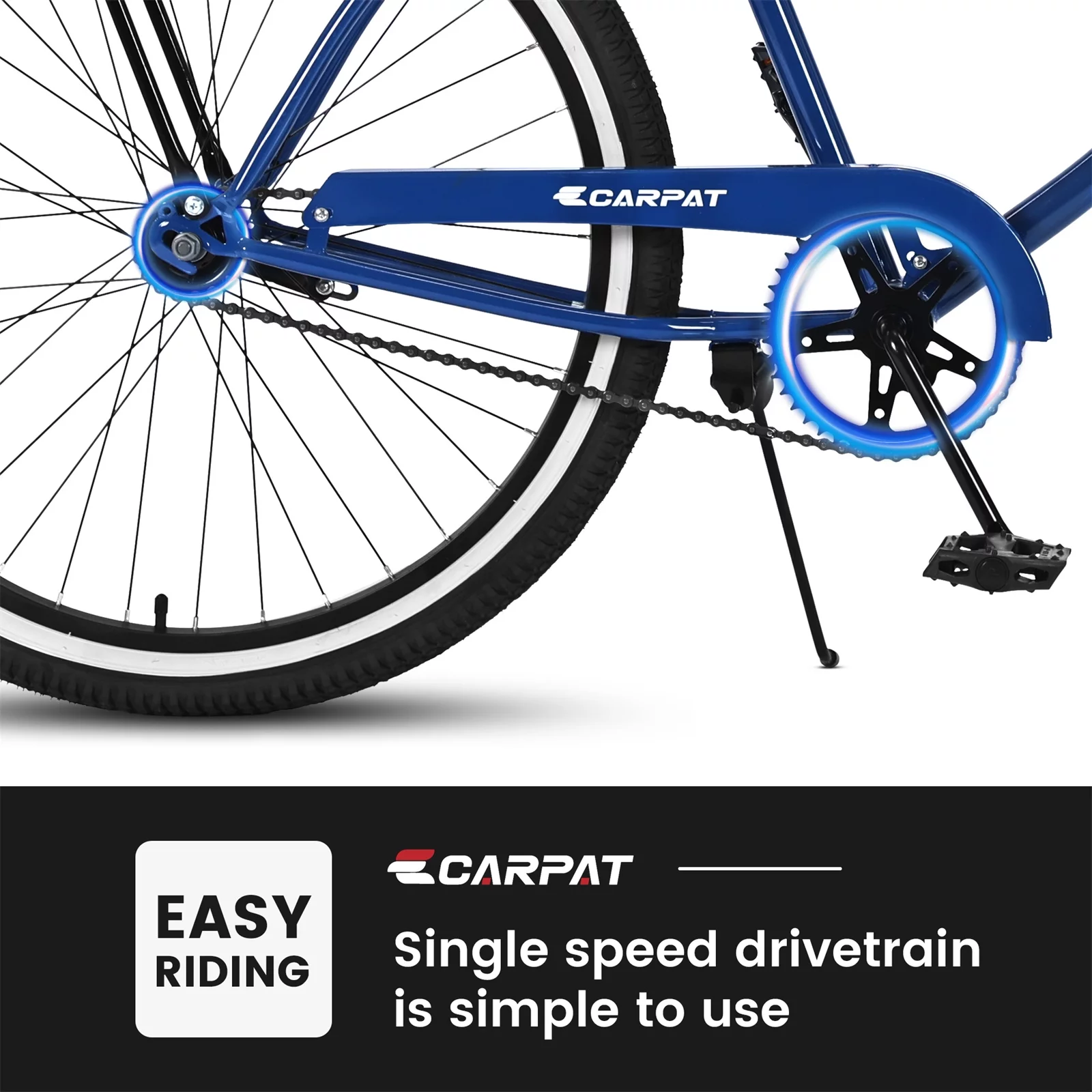 26in. Women's Beach Cruiser Bike with Rear Rack, Steel Frame Comfort Bicycle for Adult, White - Womvr