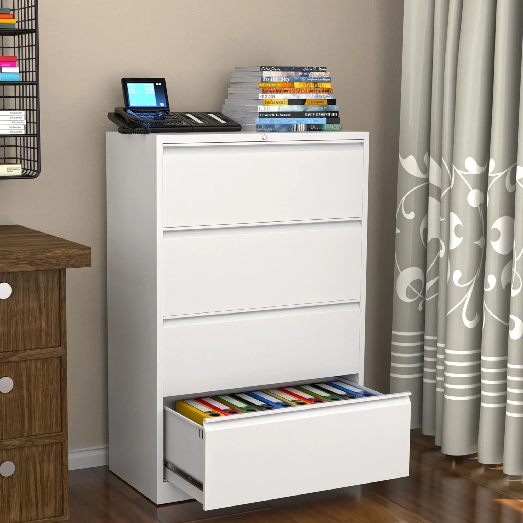 SUPEER 4 Drawer File Cabinet , Metal Vertical File Storage Cabinet with Lock, Office Home Steel Vertical File Cabinet for A4 Letter /Legal Size, 14.96