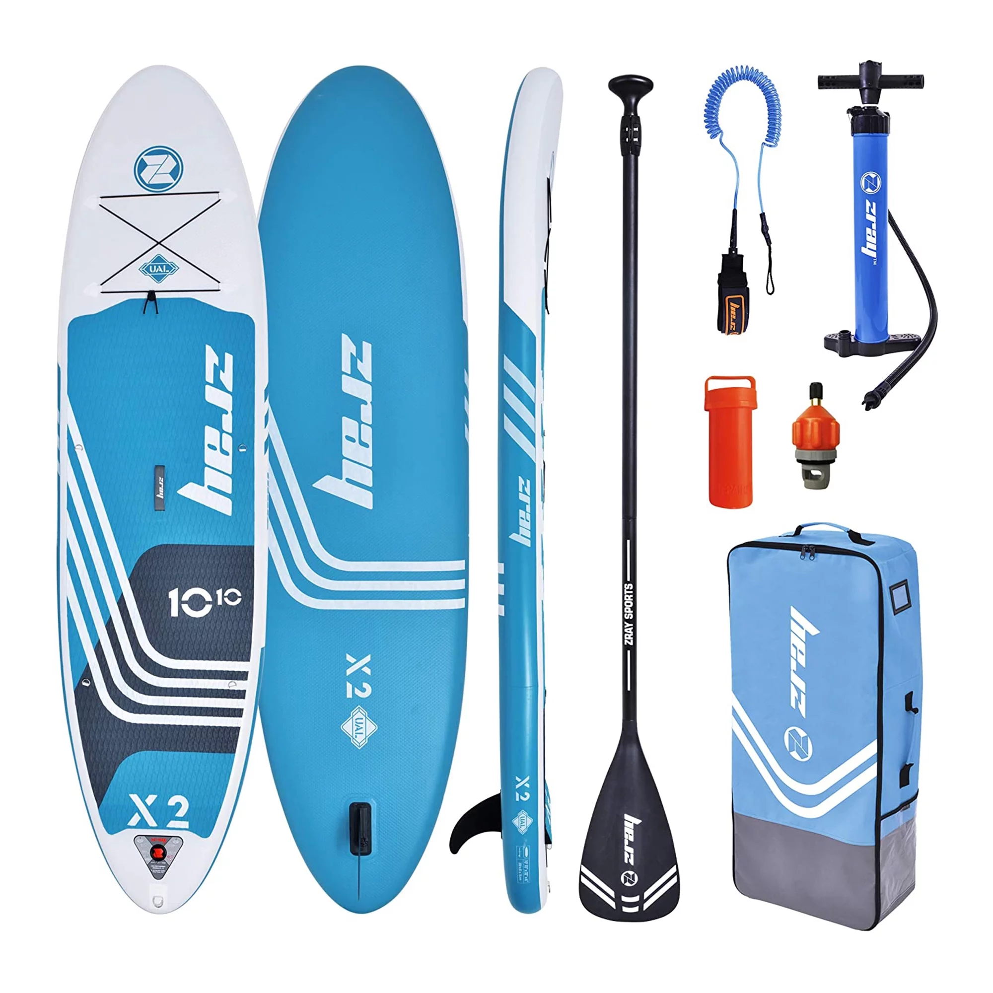 Zray 12 Foot X-Rider Epic X3 Inflatable SUP Paddle Board Kit, Blue/White - Womvr