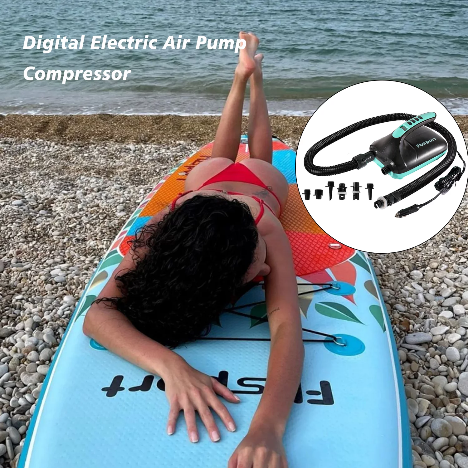 Fbsport 11ft Inflatable Paddle Board SUP, 6'' Thick W/Paddling Fins Pump & Accessories Pack, Green - Womvr