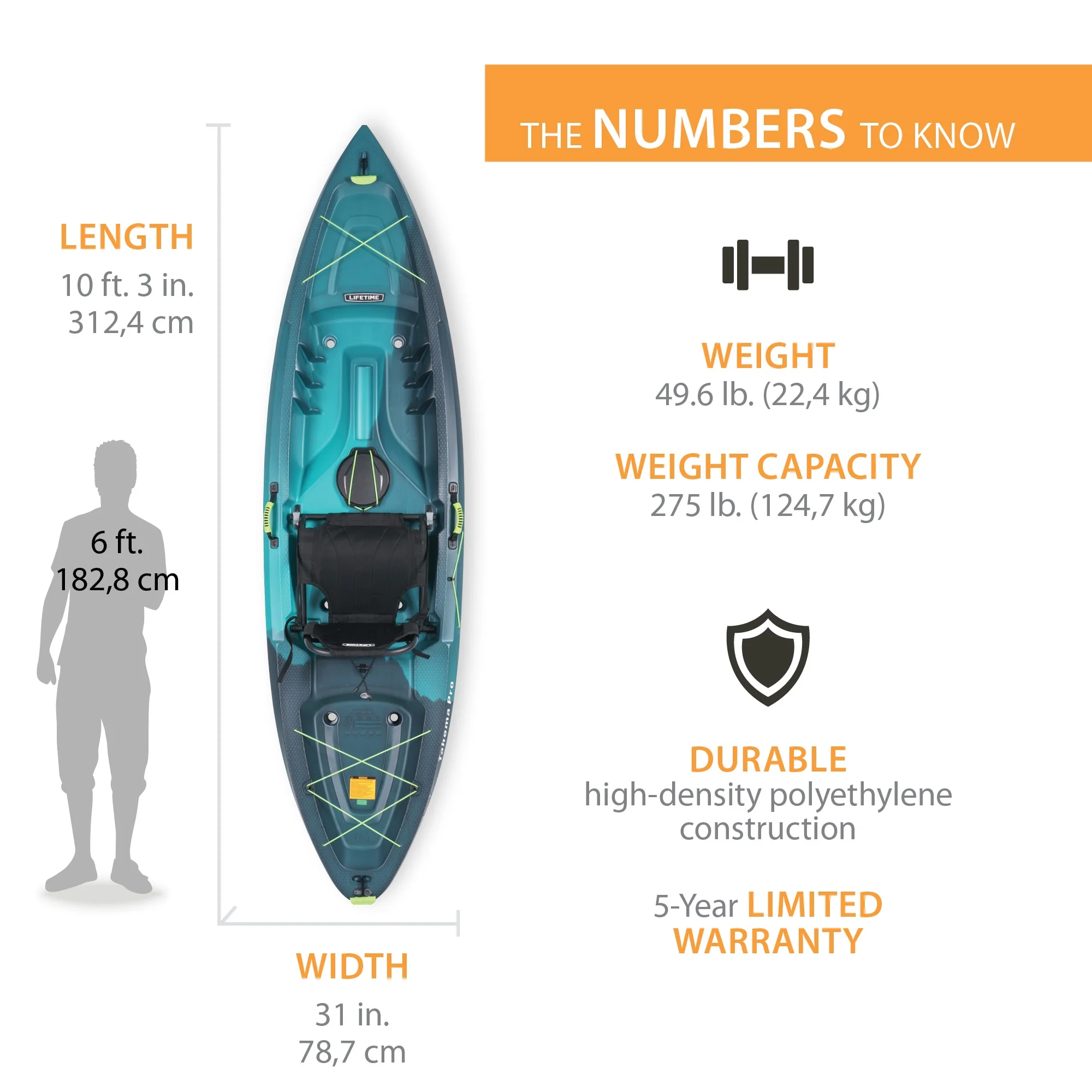 Lifetime Tahoma Pro 123 inch Sit-on-Top Kayak, Aurora Fusion (91191) - Womvr