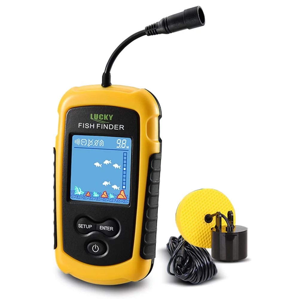 LUCKY LCD Color Screen Portable Wired Fish Finder 100M Depth Range Sonar Echo Sounders Fishfinder - Womvr