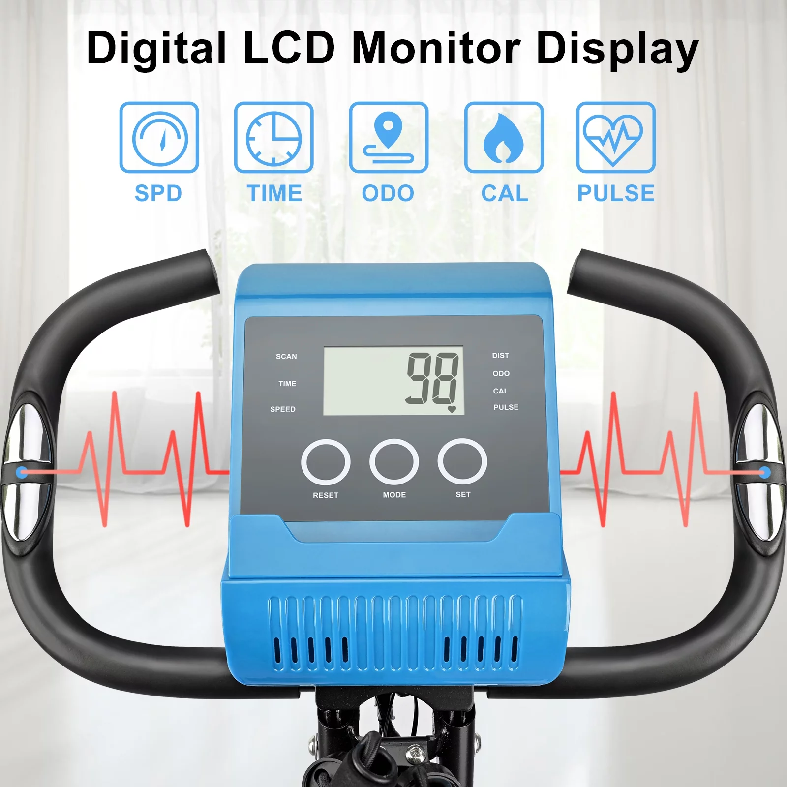 Wonder Maxi Folding Upright Exercise Bike Stationary Cycling Bike up to 441 lbs for ​Home Gym (Black) - Womvr