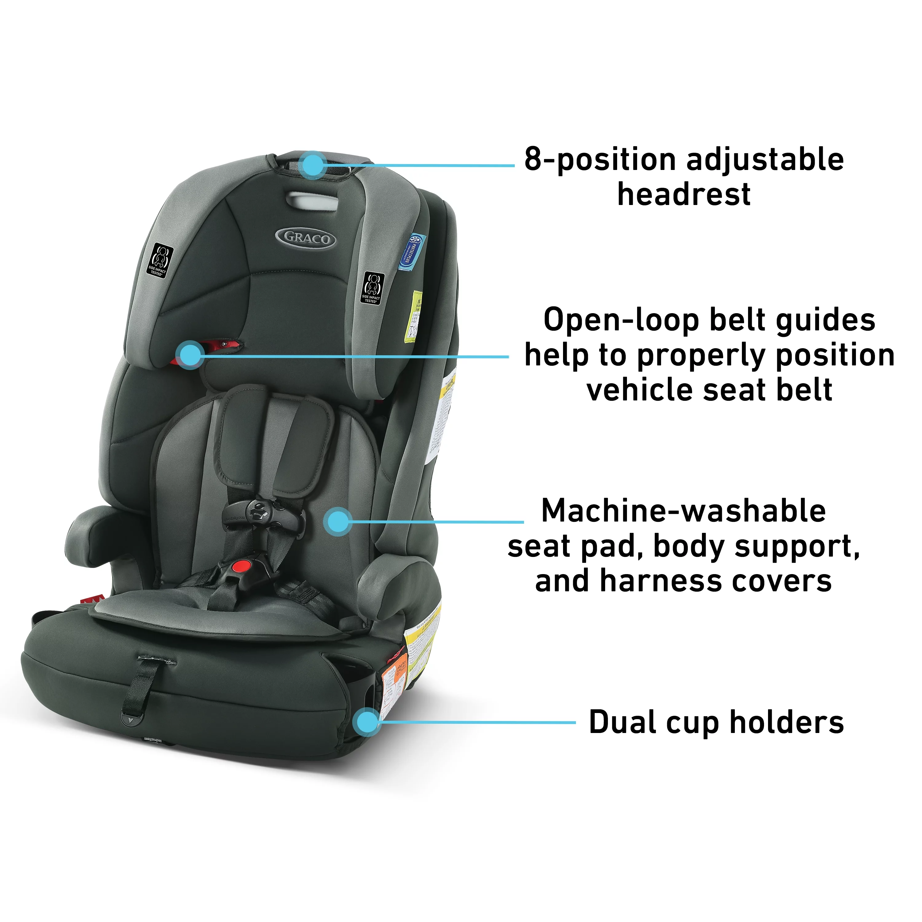 Graco? Wayz 3-in-1 Harness Forward Facing Booster Toddler Car Seat, Saville - Womvr