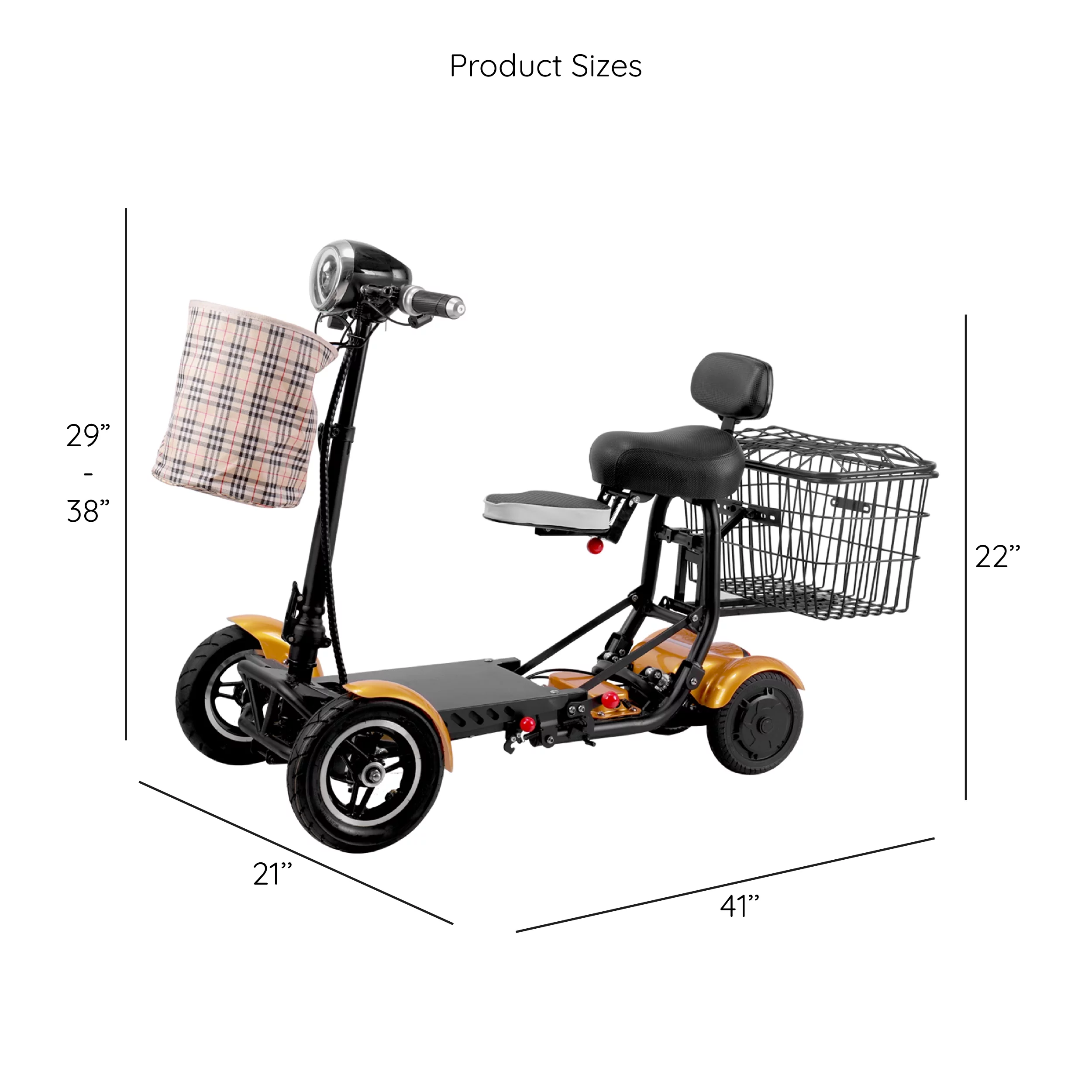 Smart Lightweight Electric Power Scooter, 4 Wheels Foldable Double Seats - Womvr
