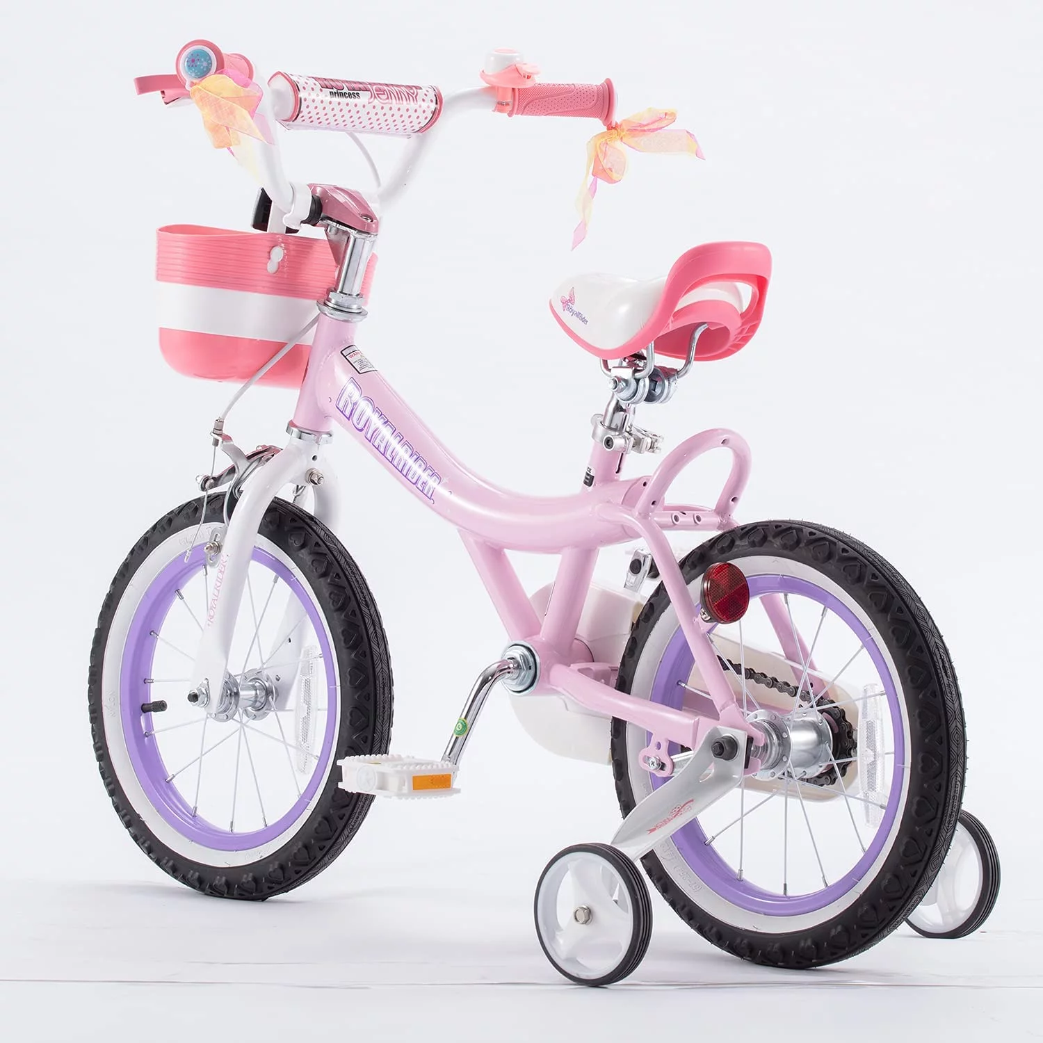 Royalbaby Jenny Girl's Kid's 14 In. Children's Beginner with Bicycle Training Wheels Basket , EL Pink - Womvr
