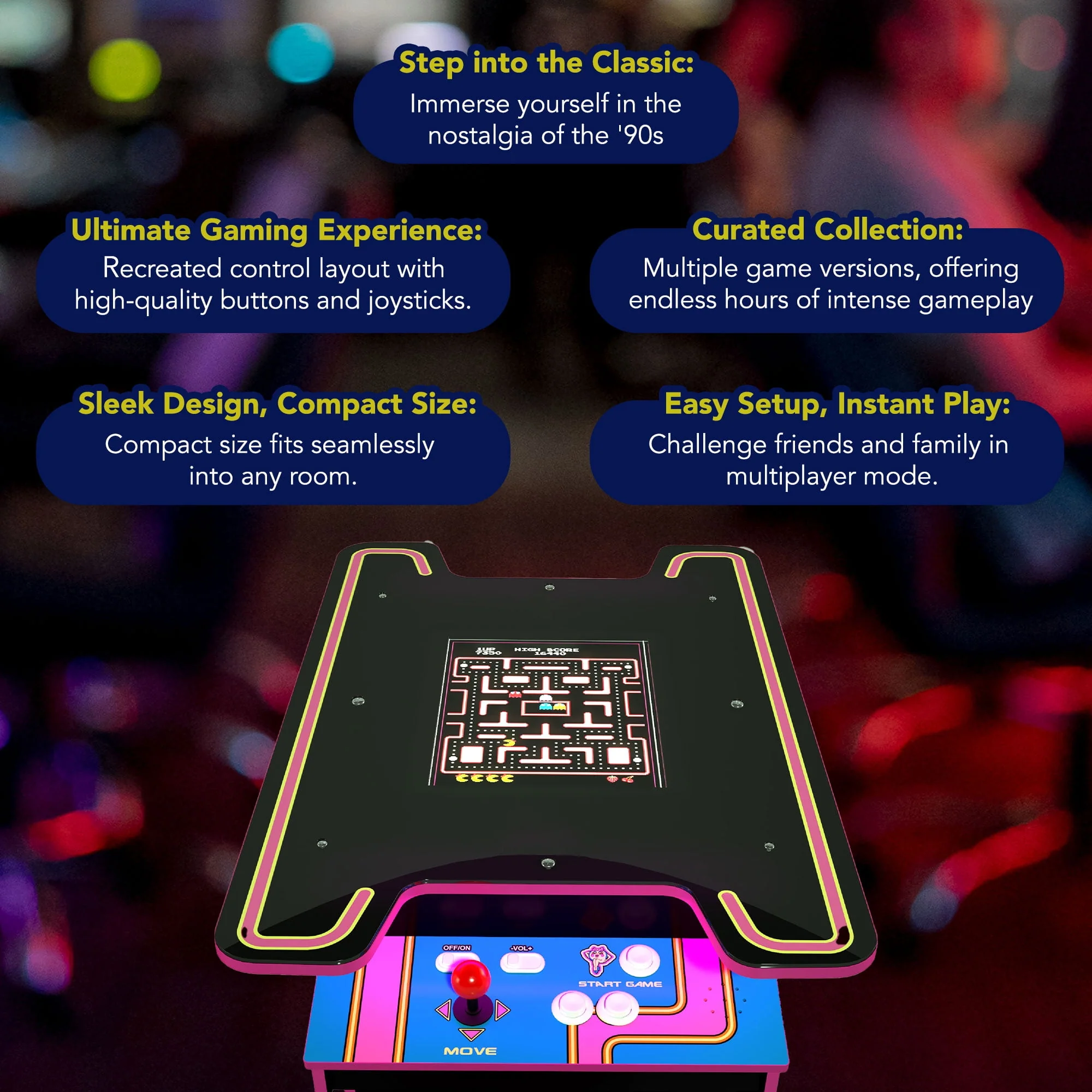 Arcade1UP Ms. PAC-MAN Head-to-Head Arcade Table with 12 Games in 1, Black - Womvr