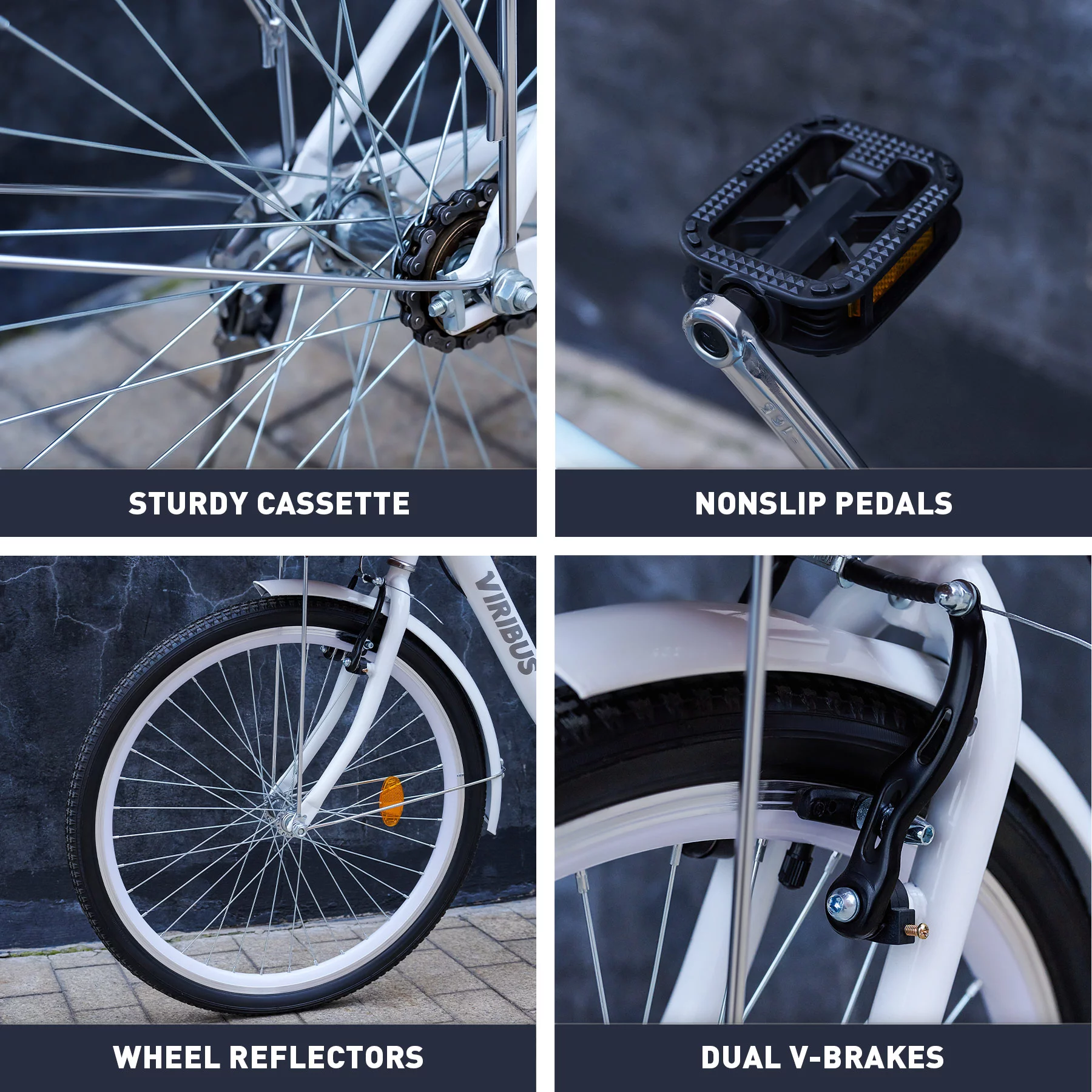 Viribus 26 Inch Women's Comfort Bike with Basket Step Through Bike for Women & Men White - Womvr