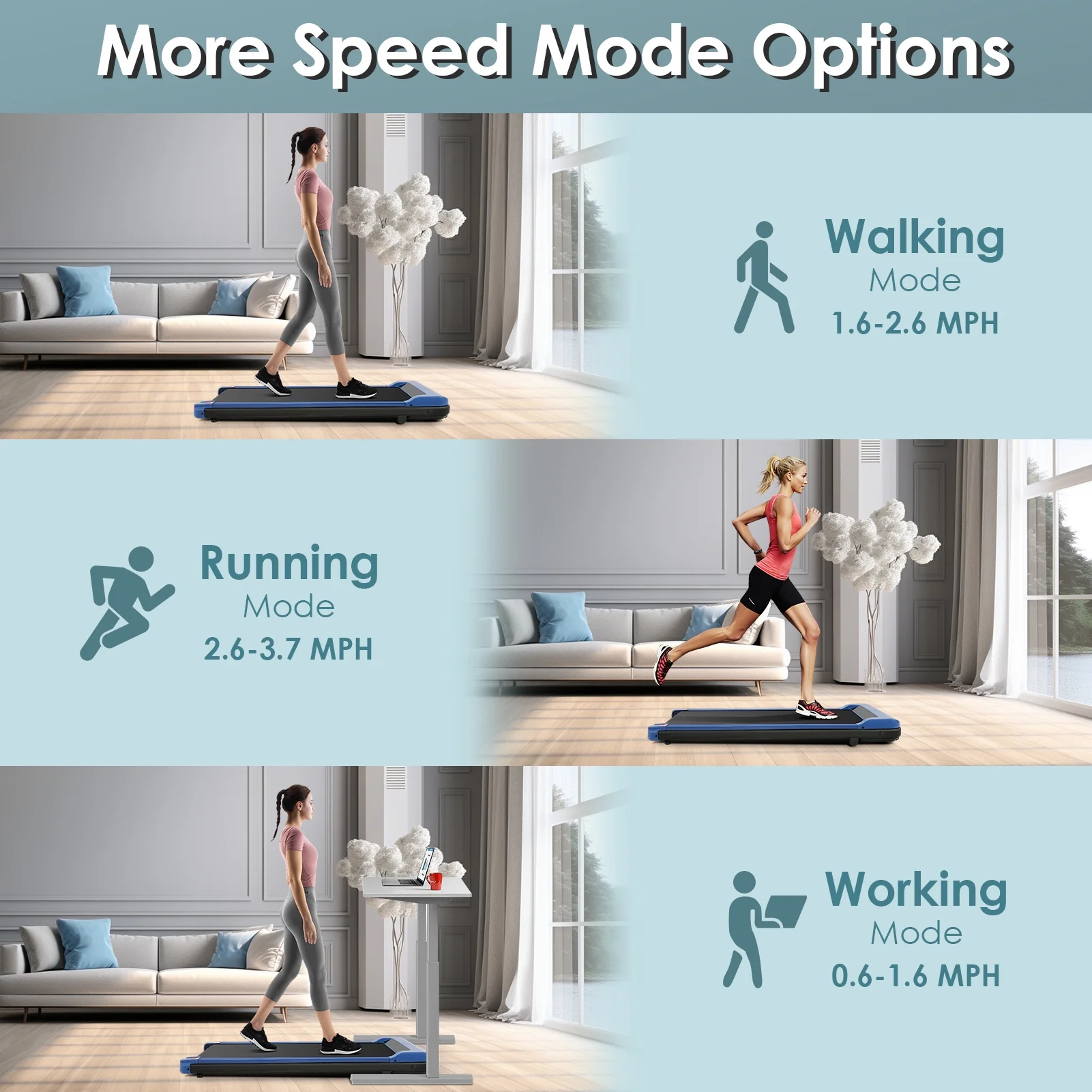 Tikmboex 2.5HP Under Desk Treadmill with LED Display Wireless Remote Control .Quiet & Compact Walking Pad for Home Office - Womvr