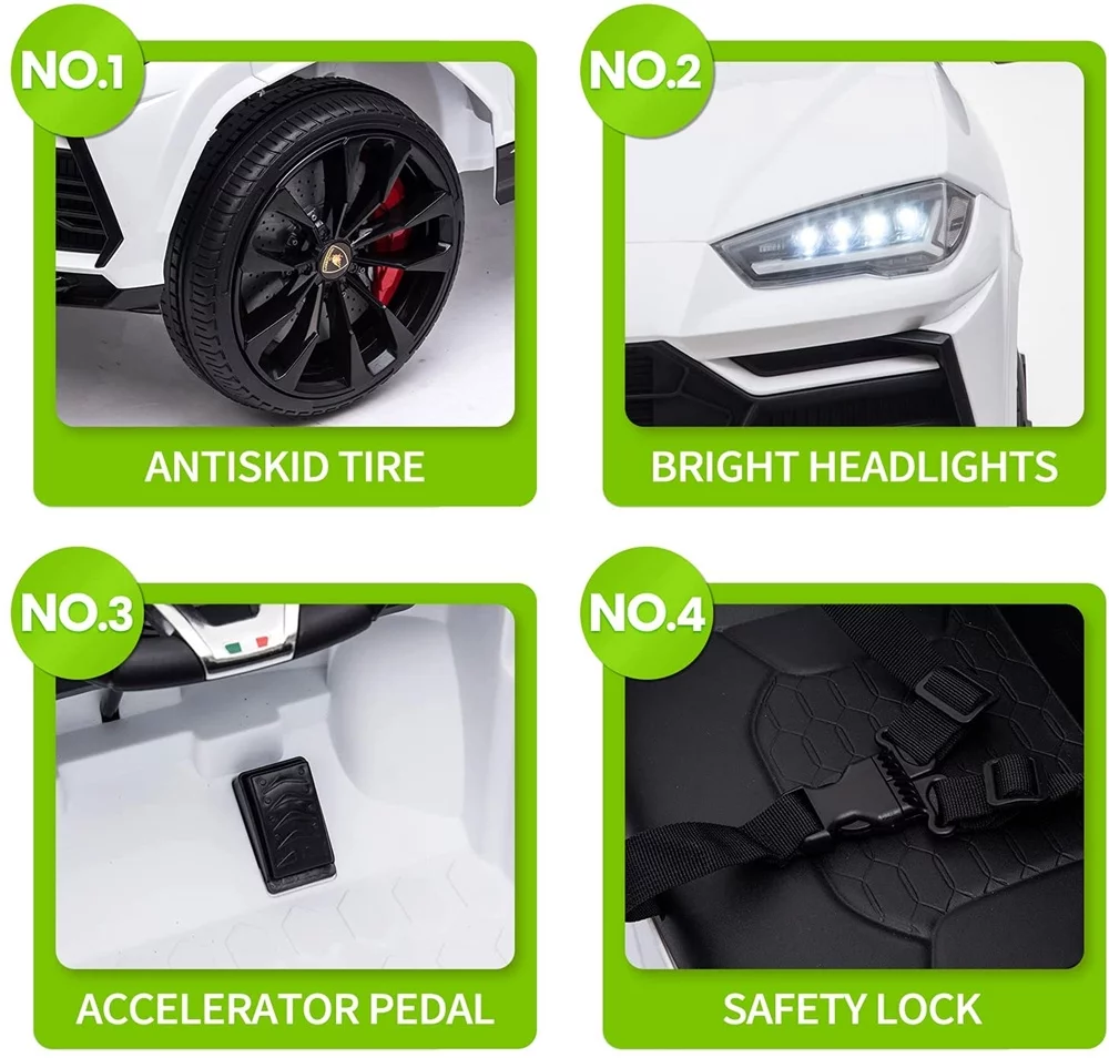 Lamborghini Urus 12V Electric Powered Ride on Car Toys for Girls Boys, Black Kids Electric Vehicles Ride on Toys with Remote Control, Foot Pedal, MP3 Player and LED Headlights, CL61 - Womvr