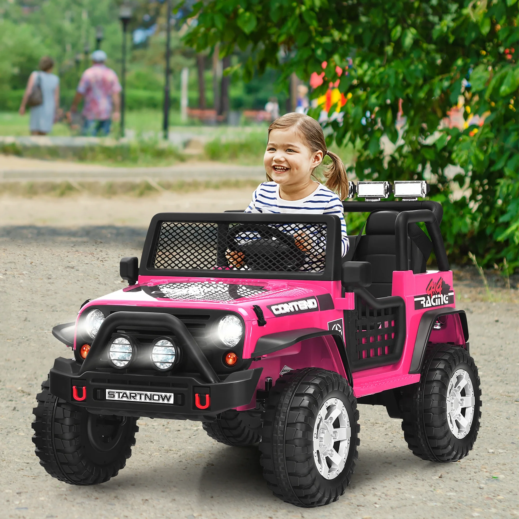 Costway 12V Kids Ride On Truck Remote Control Electric Car with Lights&Music Red - Womvr