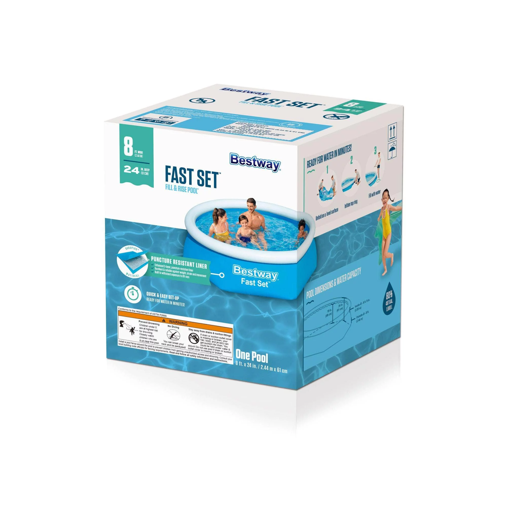 Bestway Fast Set 8 X 24 Round Inflatable Pool - Womvr
