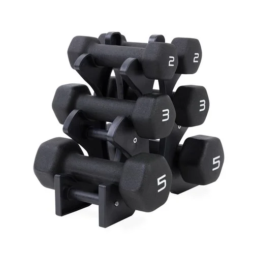CAP 20lb Neoprene Dumbbell Set with Rack, Black - Womvr