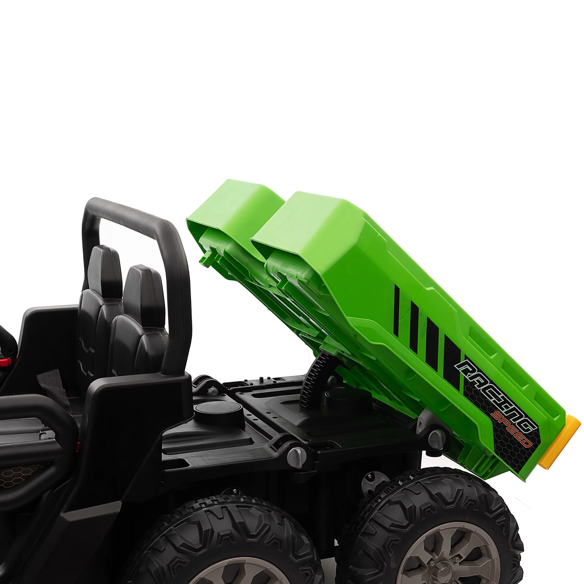 Joyracer 24V Ride on Toys, 2 Seater 6-Wheel UTV Car, 4WD Ride on Dump Truck for Big Kids with Trailer Remote Control, Black - Womvr