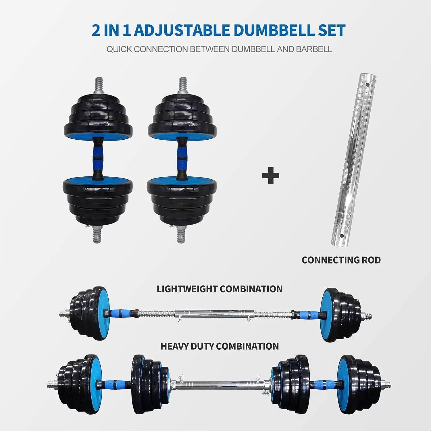 IVV Adjustable Weights Dumbbells Set of 2, 66LBS 2 in 1 Exercise & Fitness Dumbbells Barbell Set for Men Women - Womvr