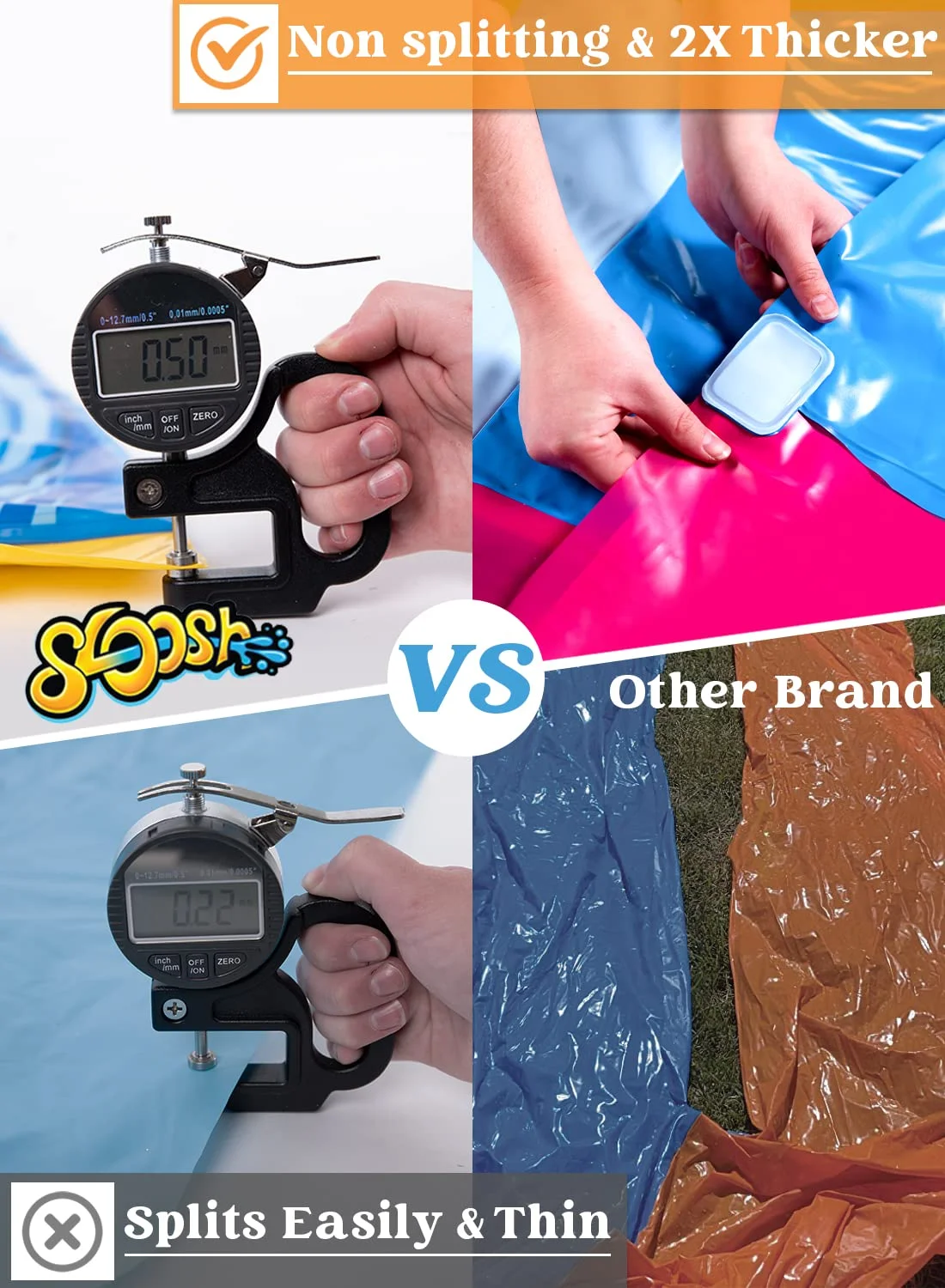 Syncfun 22.5ft Triple Water Slide and 3 Boogie Boards, Backyard Summer Lawn Water Slides Waterslide and Slip Sprinkler Water Toy for Kids Adults Outdoor Fun - Womvr