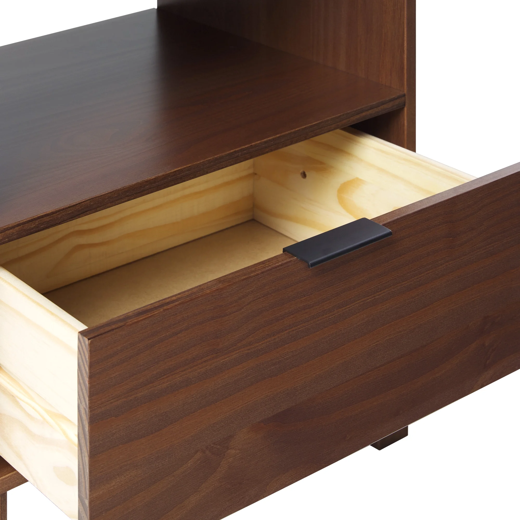 Walker Edison Modern Curved-Frame Solid Wood Nightstand, Brown - Womvr