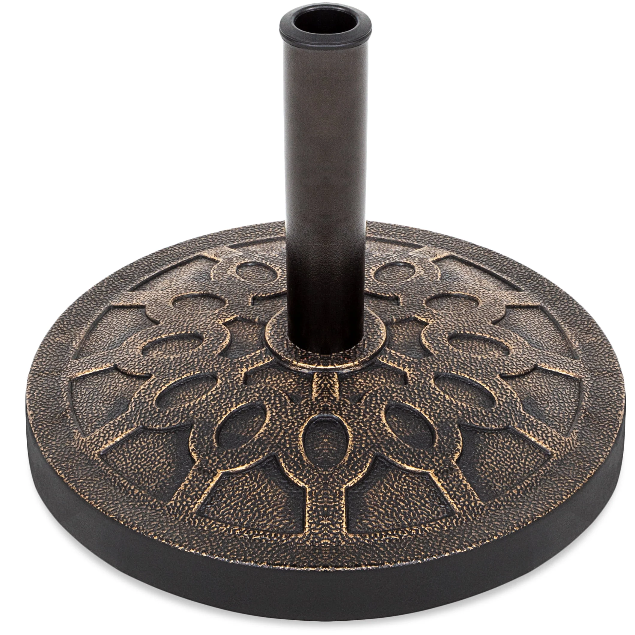 Best Choice Products 18in Round Heavy-Duty Steel Patio Umbrella Base Stand w/ Rust-Resistant Finish - Bronze - Womvr