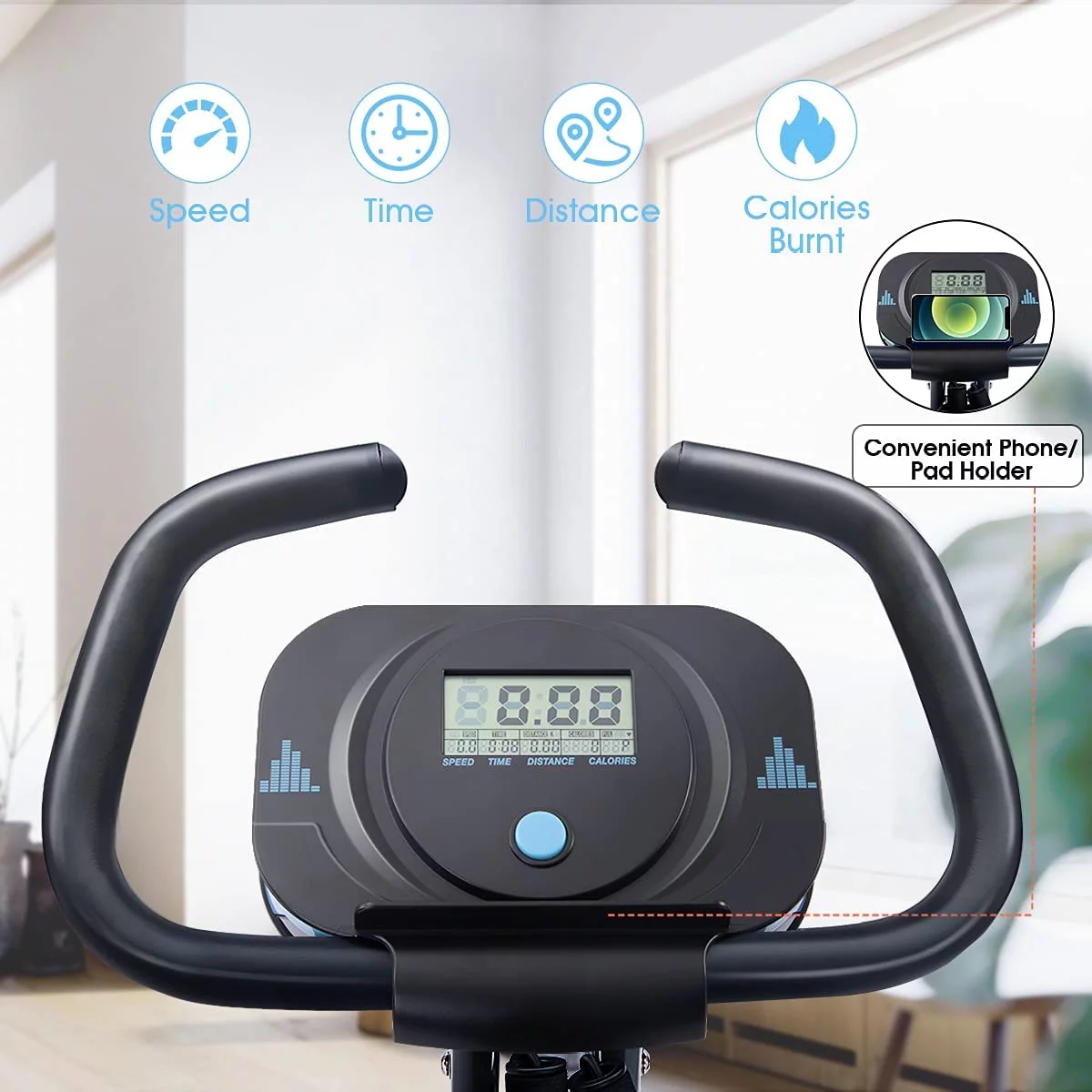 Folding Exercise Bike with 10-Level Adjustable Magnetic Resistance | Upright and Recumbent Foldable Stationary Bike is The Perfect Workout Bike for Home Use for Men, Women, and Seniors - Womvr