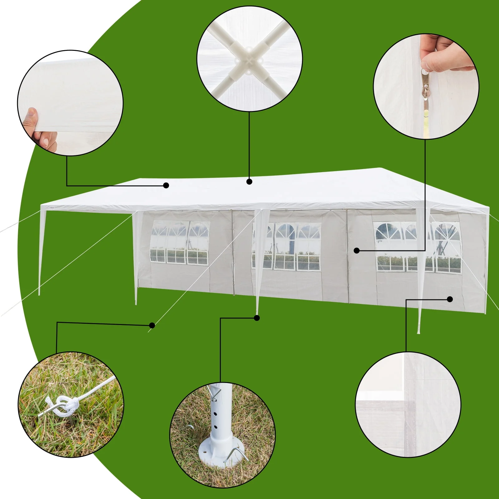 Ktaxon 10' X 30' Canopy Tent with 8 Side Walls for Party Wedding Camping and BBQ - Womvr