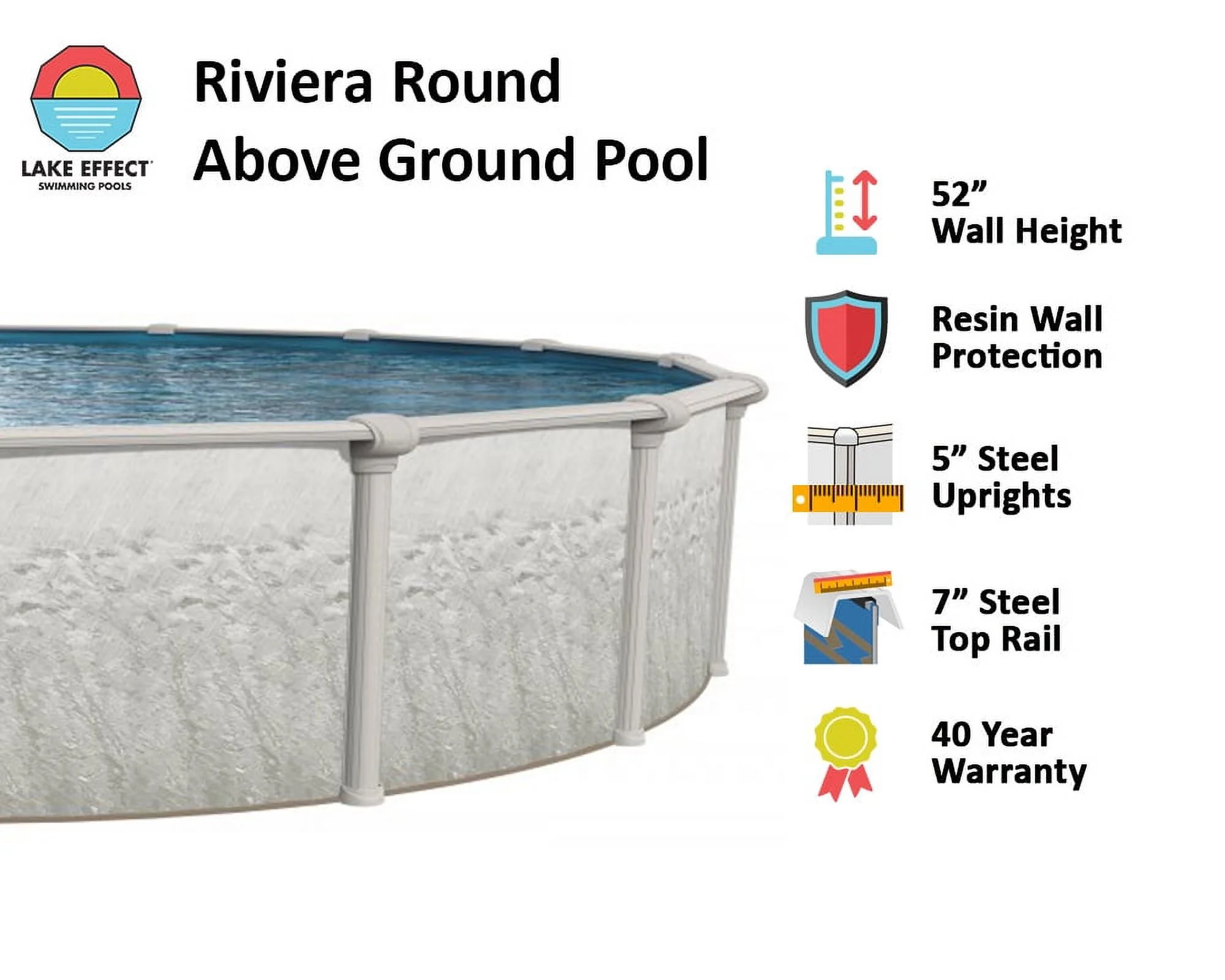 Lake Effect Pools Riviera 15' Round x 52