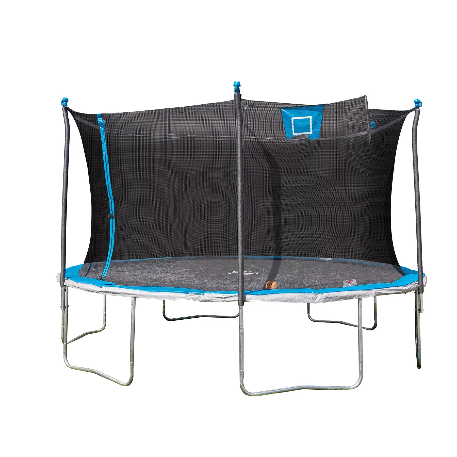 Bounce Pro 14ft Trampoline And Enclosure With Basketball Hoop, Blue - Womvr