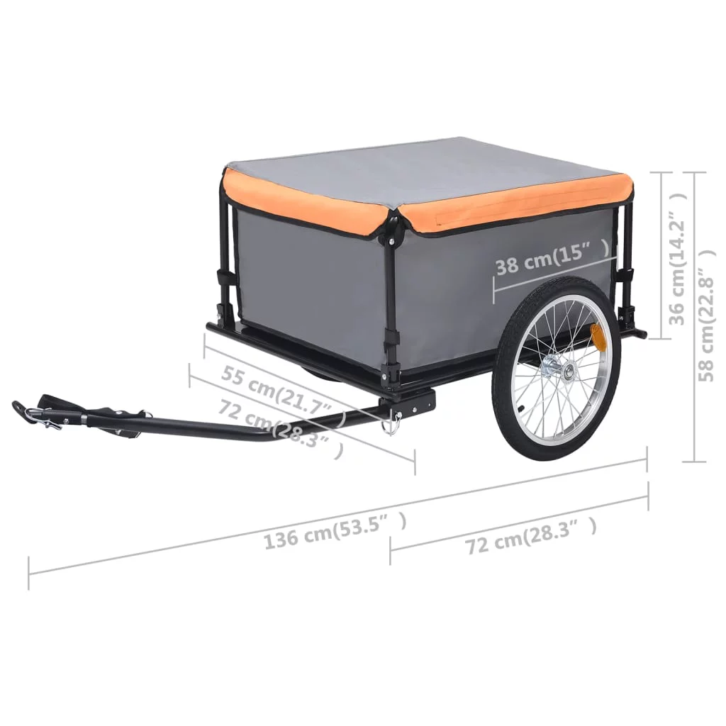 vidaXL Bike Trailer Bicycle Cargo Trailer Tow Bicycle Cart Steel and Polyester - Womvr