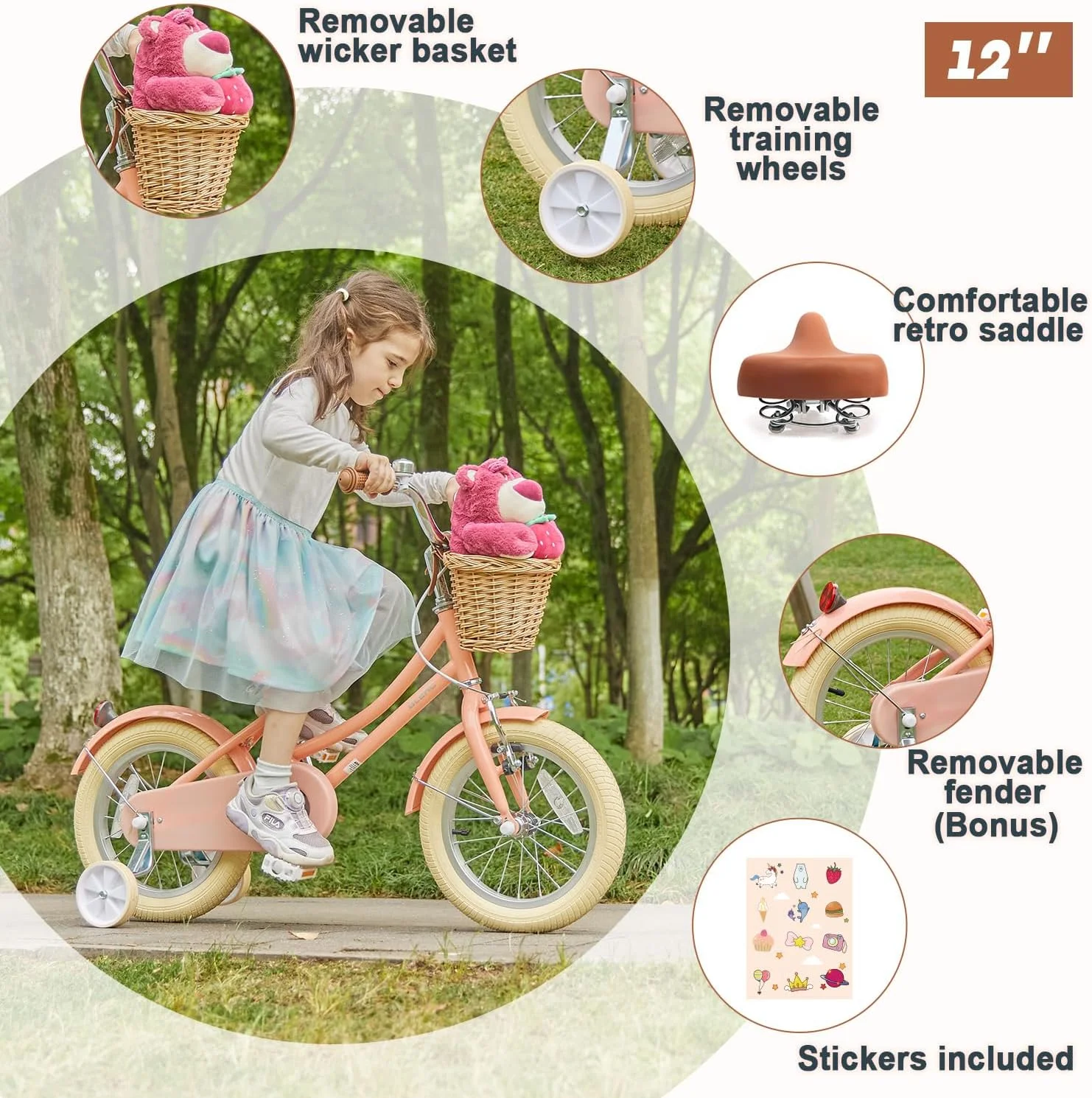 Glerc Little Molly 14 inch Kids Girls Bike for 3-5 Years Old Little Child,Yellow - Womvr