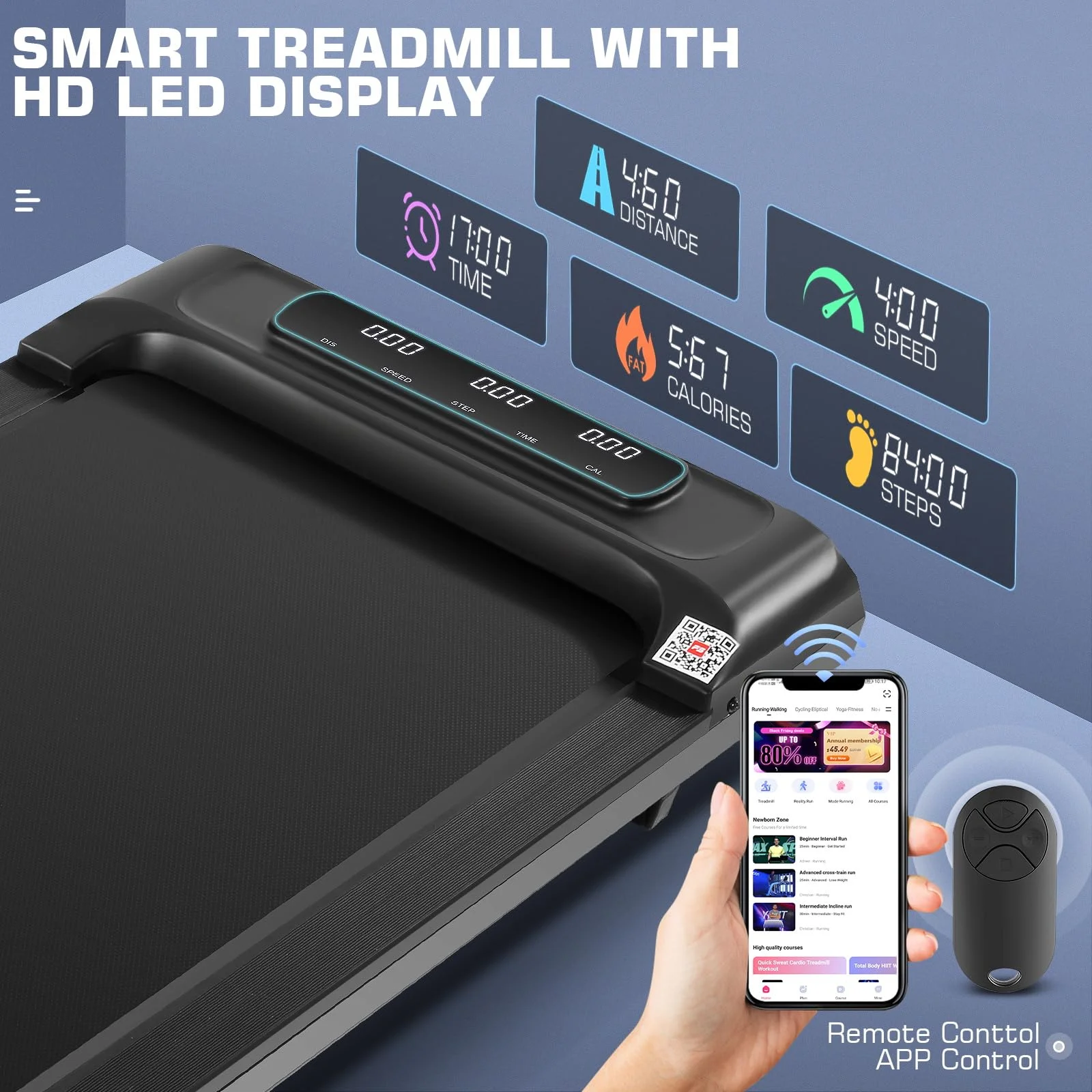FUNMILY Walking Treadmills for Home, Walking Pad Treadmill with App & Remote Control, Slim & Portable - Womvr