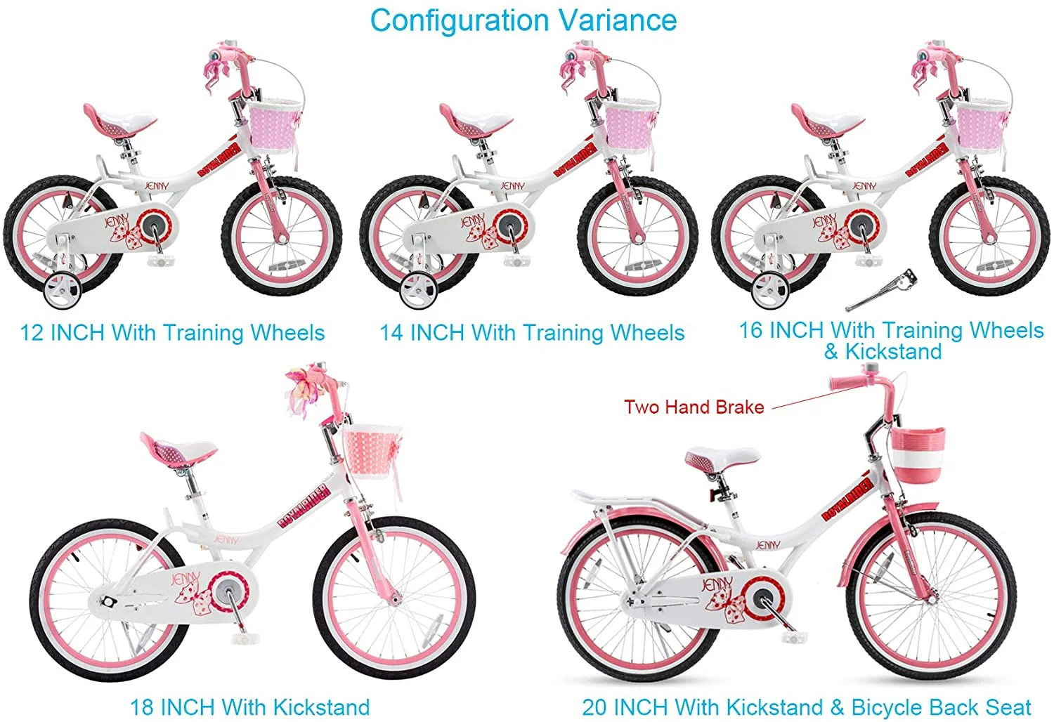 Royalbaby Jenny Princess 20 inch Girl's Bicycle, White & Pink - Womvr