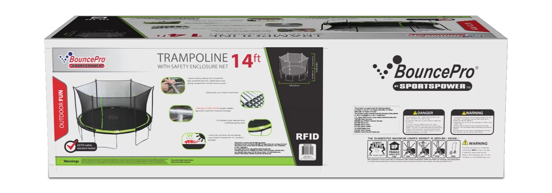 Bounce Pro 14ft Trampoline With Enclosure Combo - Womvr