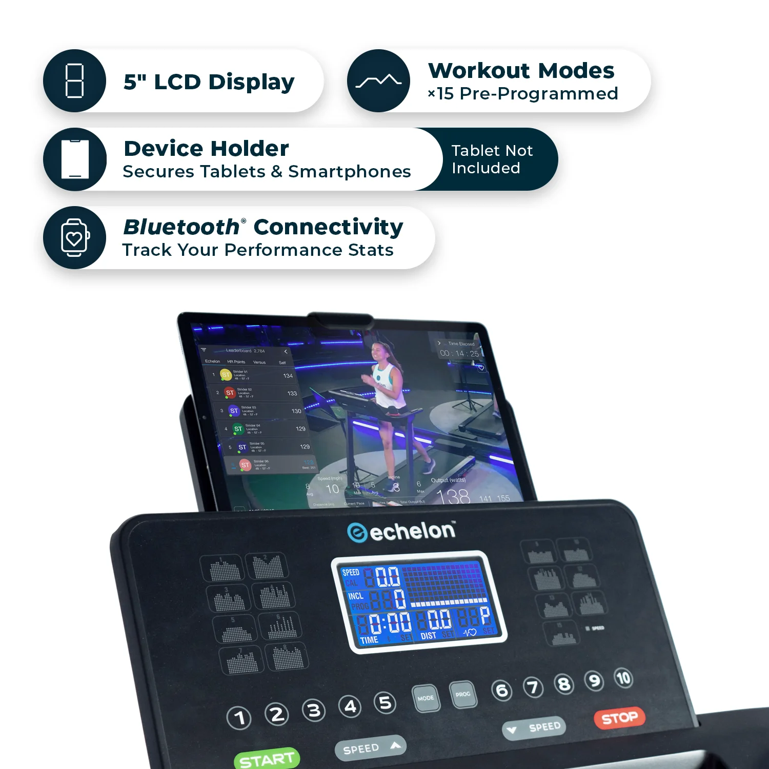 Echelon Stride 30 Sport Smart Foldable Exercise Treadmill with Cushioned Deck + 30-Day Free Membership - Womvr