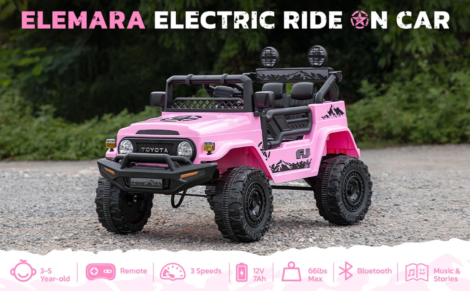 Toyota FJ Cruiser Ride on Car, 12V Powered Off-Road Toys for Kids w/ Remote,Spring Suspension,6 LED Lights,Camo Green - Womvr