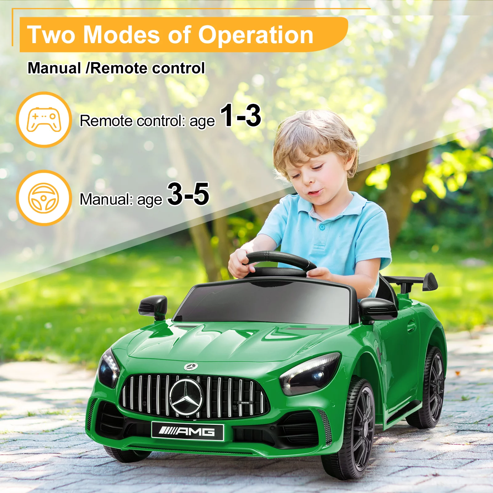 12V Ride on Car for Girls and Boys Licensed Mercedes Benz Electric Vehicle, MP3, Bluetooth, Ride On Toy for 3-5 Years Old, Red - Womvr