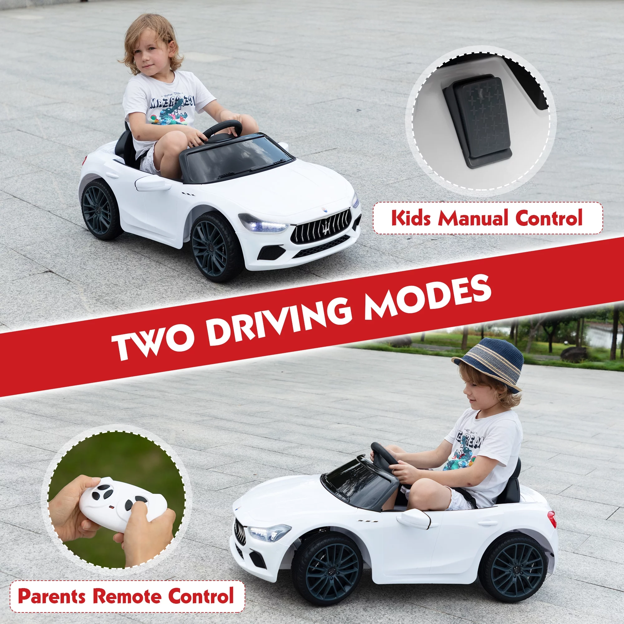 12V Maserati Licensed Kids Ride on Car Battery Powered Toy Car W/ Remote Control LED MP3 USB, Pink - Womvr